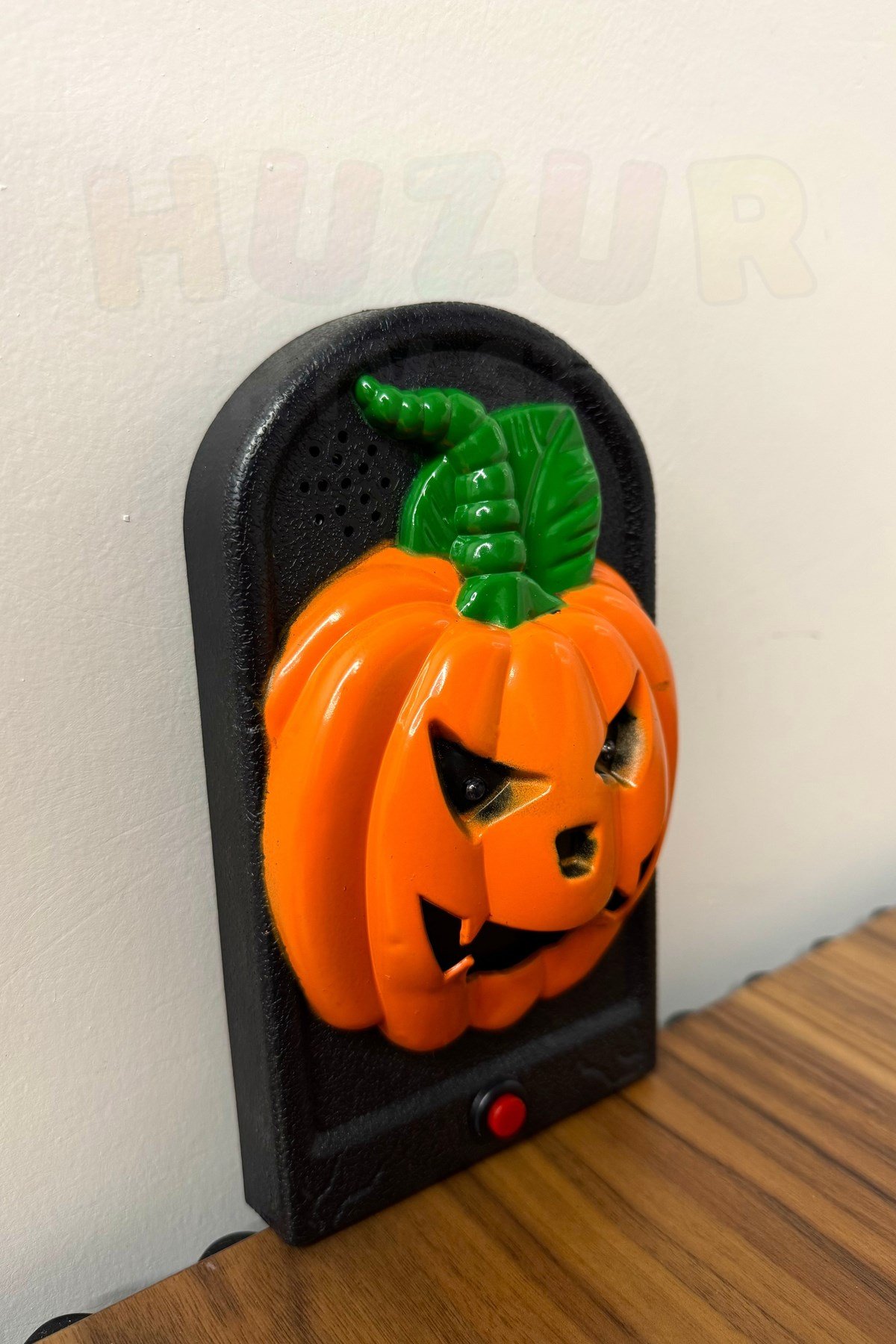 Işıklı Sesli Kabak Şekilli Aniden Örümcek Çıkan Kapı Zili 19x11 cm Halloween Cadılar Bayramı Dekor
