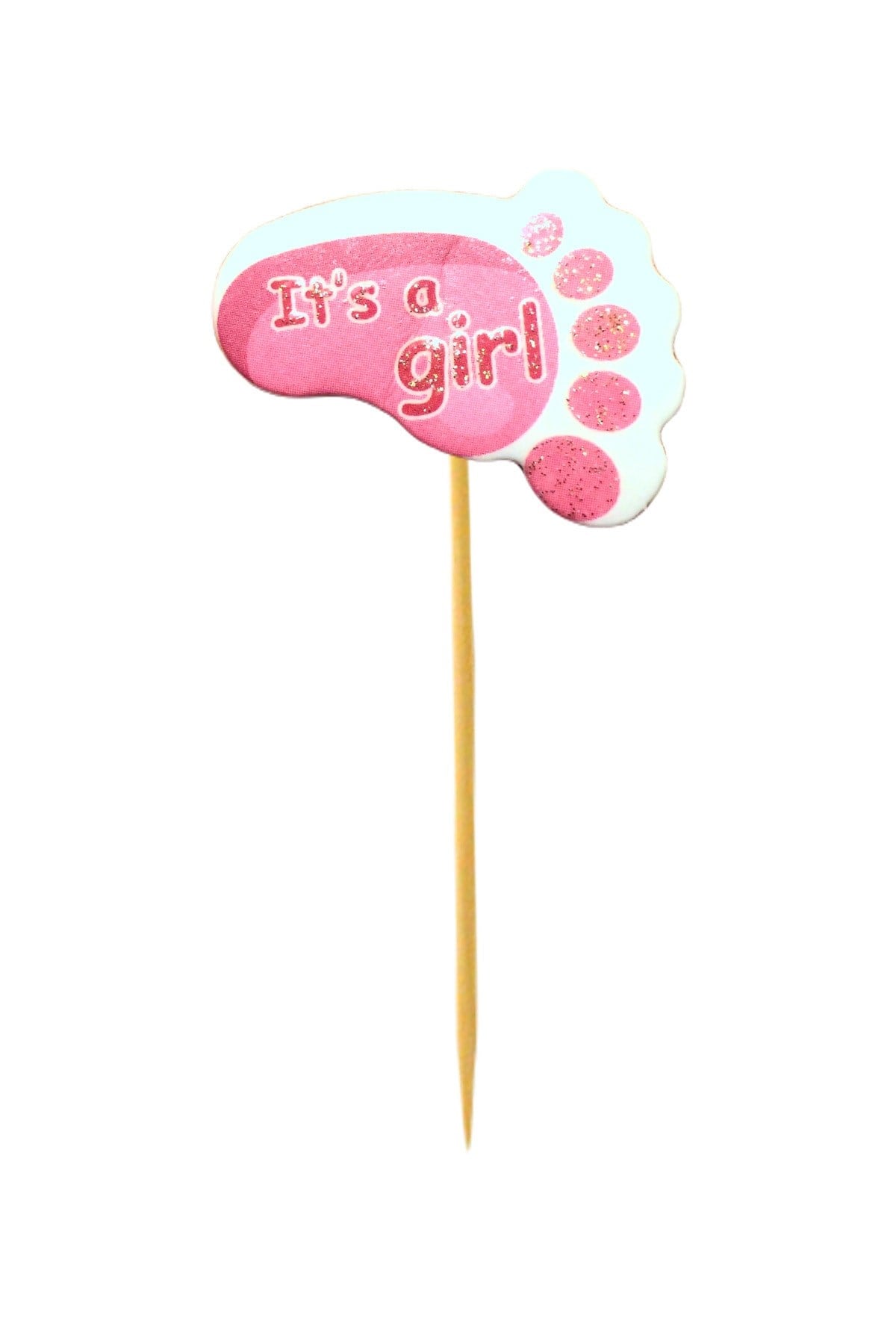 Its A Girl Kürdan Ayak Figürlü Hoşgeldin Bebeğim Pembe 10 Adet 8 Cm Kek Kalıbı Kürdanı Kız Bebek