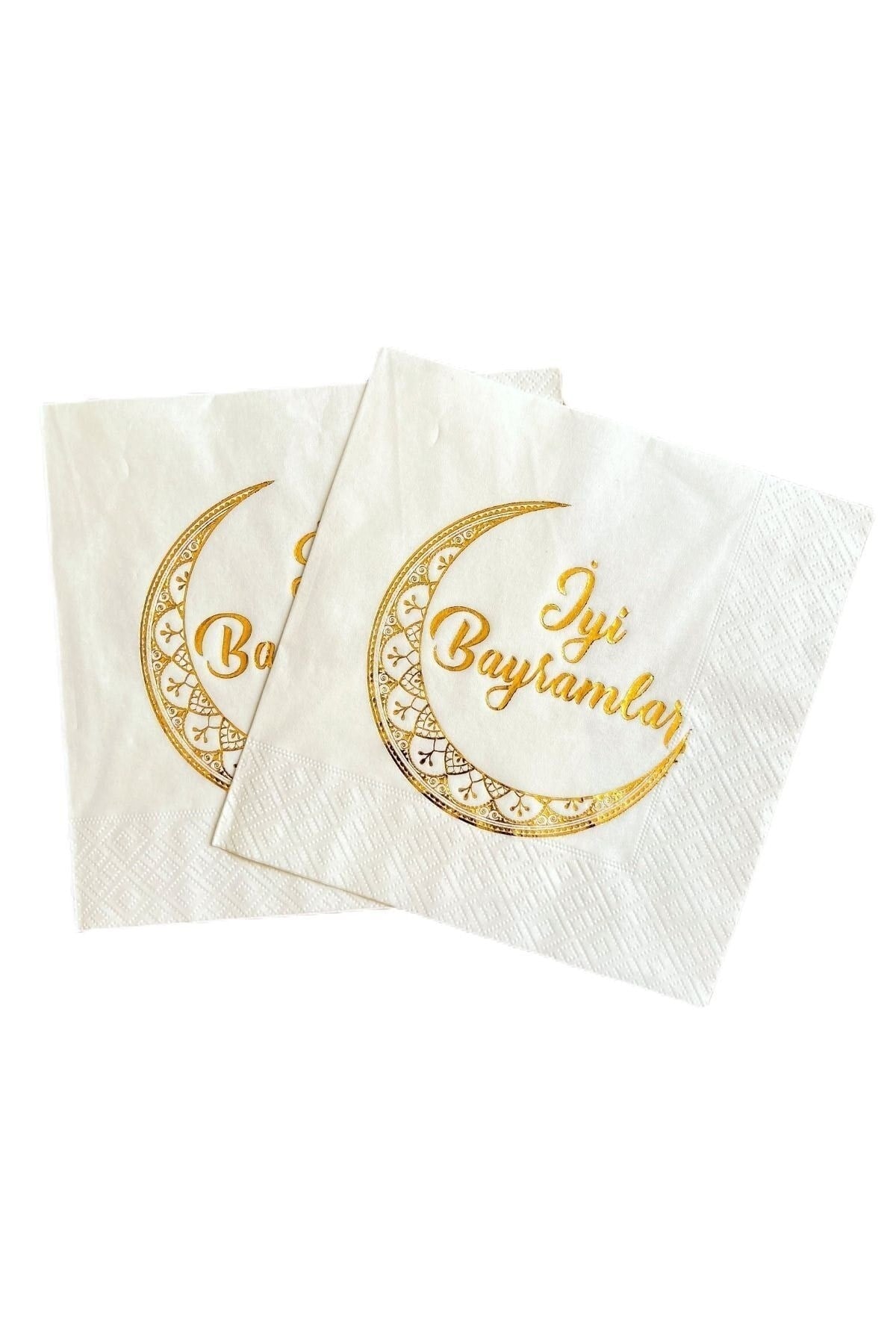 Iyi Bayramlar Yazılı Gold Yaldızlı Peçete 16 Adet 16x16 Cm Altın Varaklı Ramazan Kurban Dini Süsü