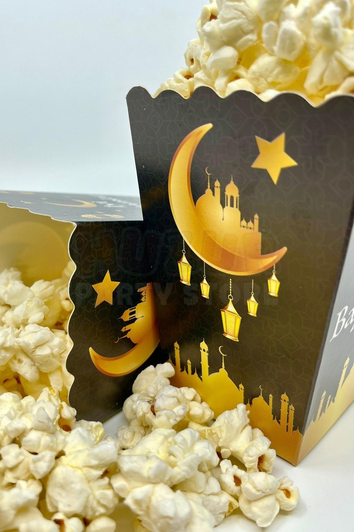 Iyi Bayramlar Yazılı Mısır Kutusu 8 Adet 8x12 Cm Pop Corn Darı Kabı Ramazan Bayramı Cips Kutusu Gb