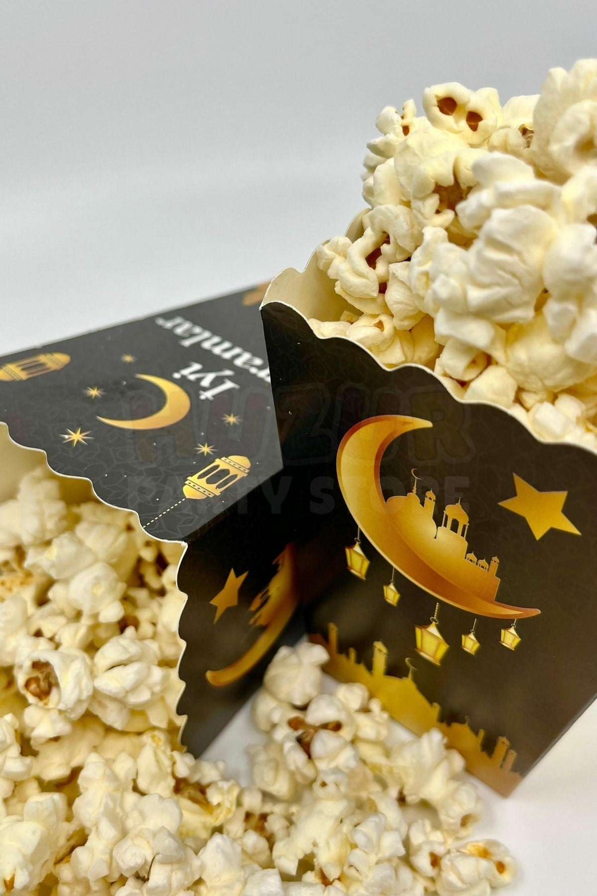 Iyi Bayramlar Yazılı Mısır Kutusu 8 Adet 8x12 Cm Pop Corn Darı Kabı Ramazan Bayramı Cips Kutusu Gb