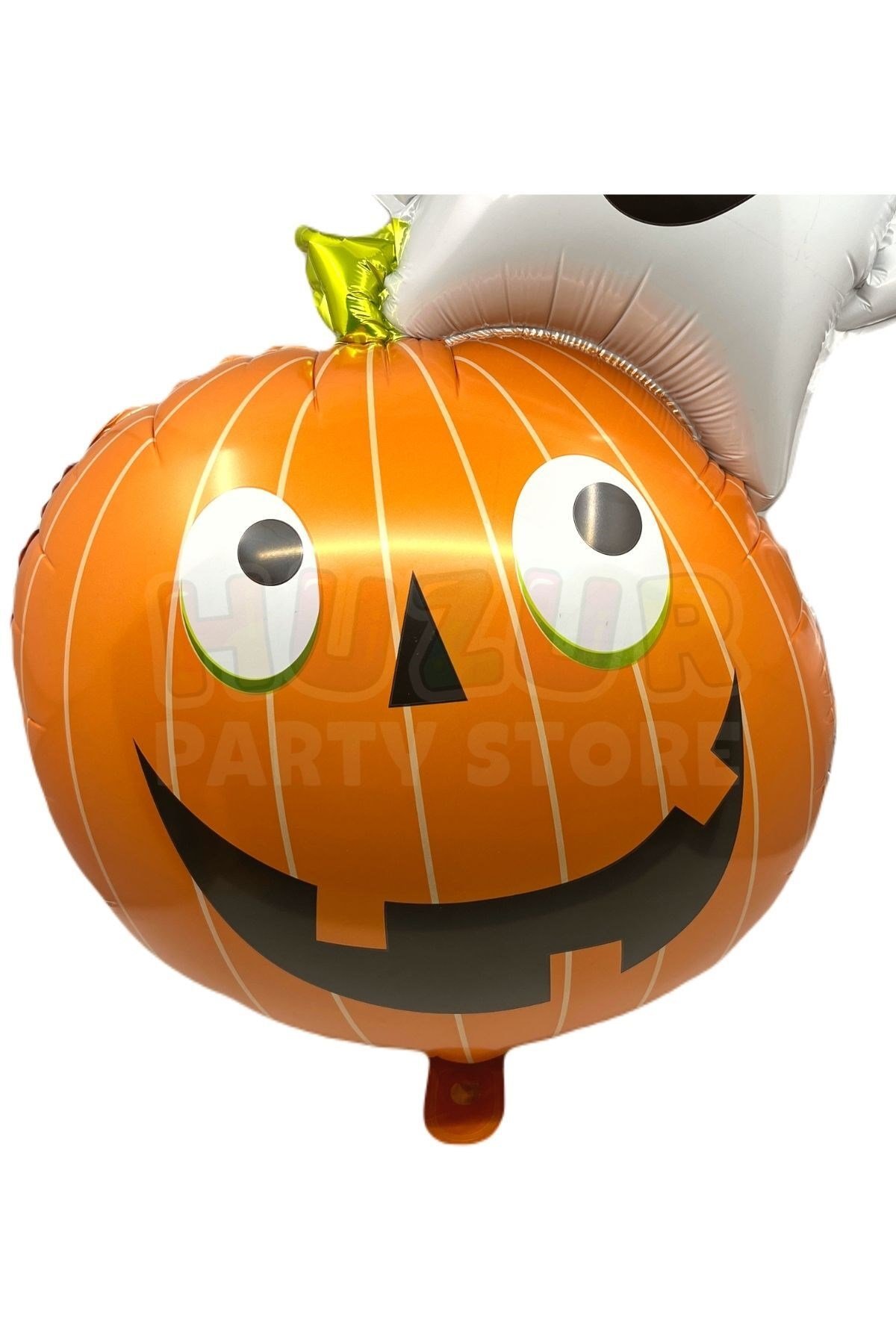 Kabak Hayalet Cadılar Bayramı Folyo Balonu Halloween Partisi Turuncu Beyaz Renkli 80x60 Cm Süs
