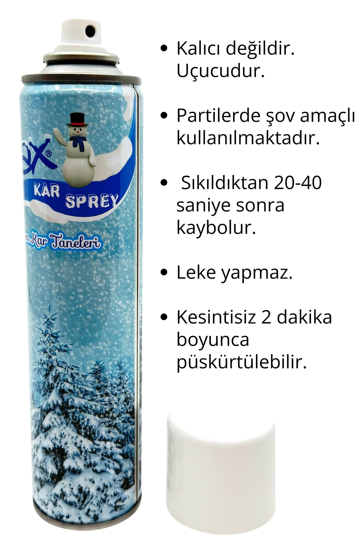 Kar Spreyi 300 ML Leke Yapmaz Eriyen Uçucu Bekarlığa Veda Partisi Kına Düğün Yılbaşı Parti Köpüğü