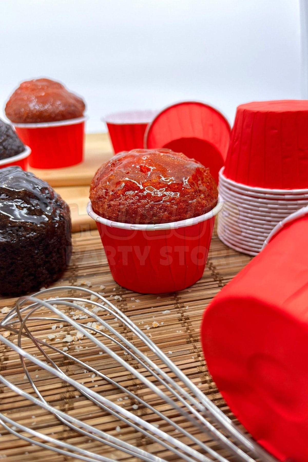 Kırmızı 50li Kek Kalıbı Fırında Dağılmayan 6.5x4 Cm Sert Karton Muffin Kalıbı Kabı Cupcake Kapsülü