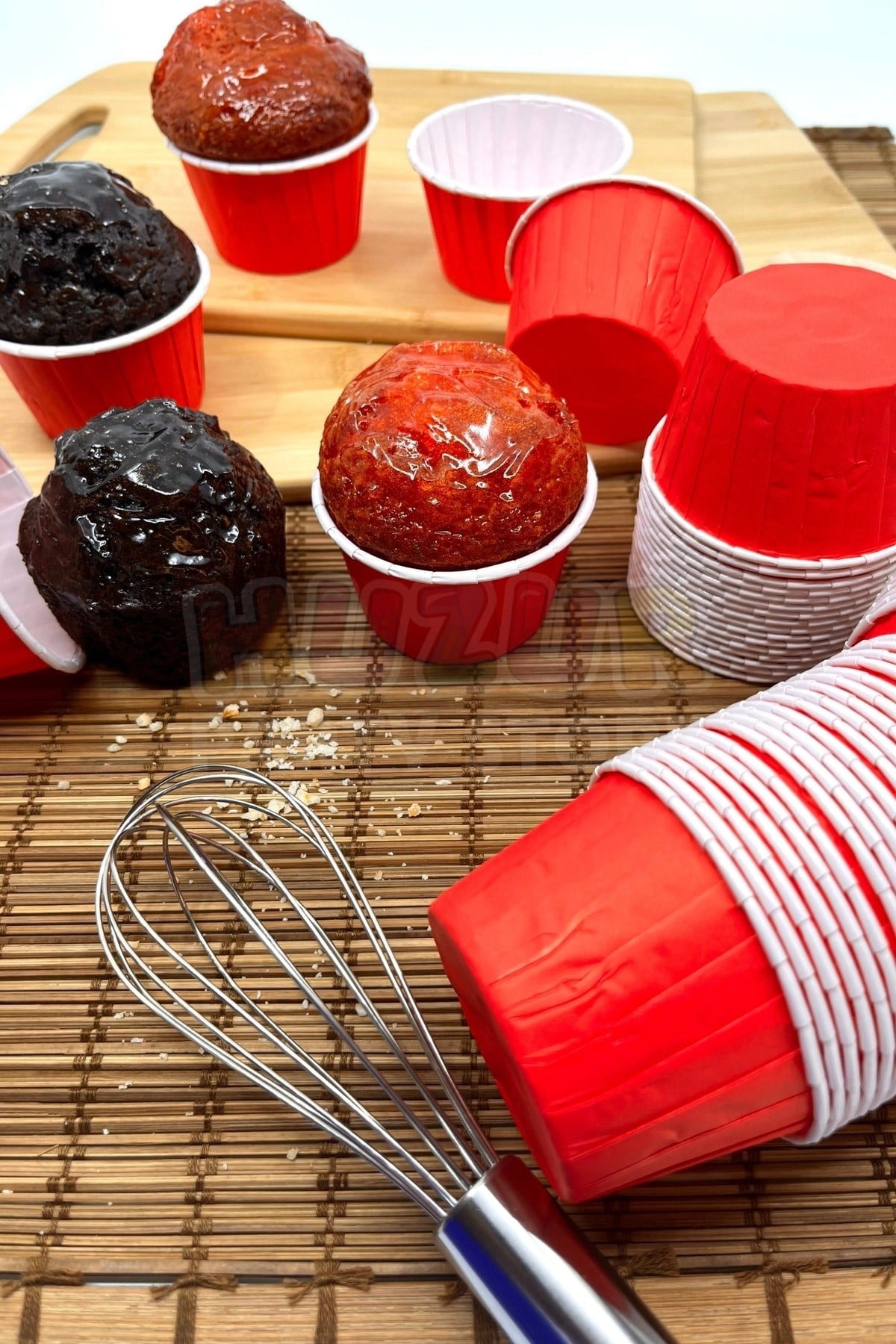 Kırmızı 50li Kek Kalıbı Fırında Dağılmayan 6.5x4 Cm Sert Karton Muffin Kalıbı Kabı Cupcake Kapsülü