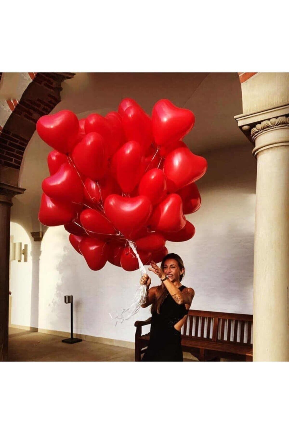 Kırmızı Kalpli Balon 10 Adet 12 Inç 30 Cm Parti Konsept Düğün Nişan Nikah Sevgili Doğum Günü Balonu