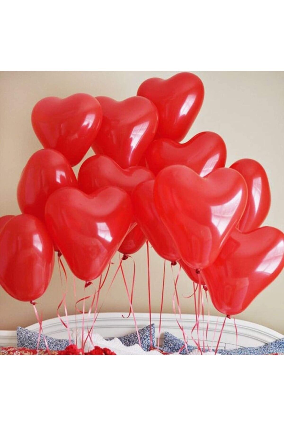 Kırmızı Kalpli Balon 50 Adet 12 Inç 30 Cm Parti Konsept Düğün Nişan Nikah Sevgili Doğum Günü Balonu