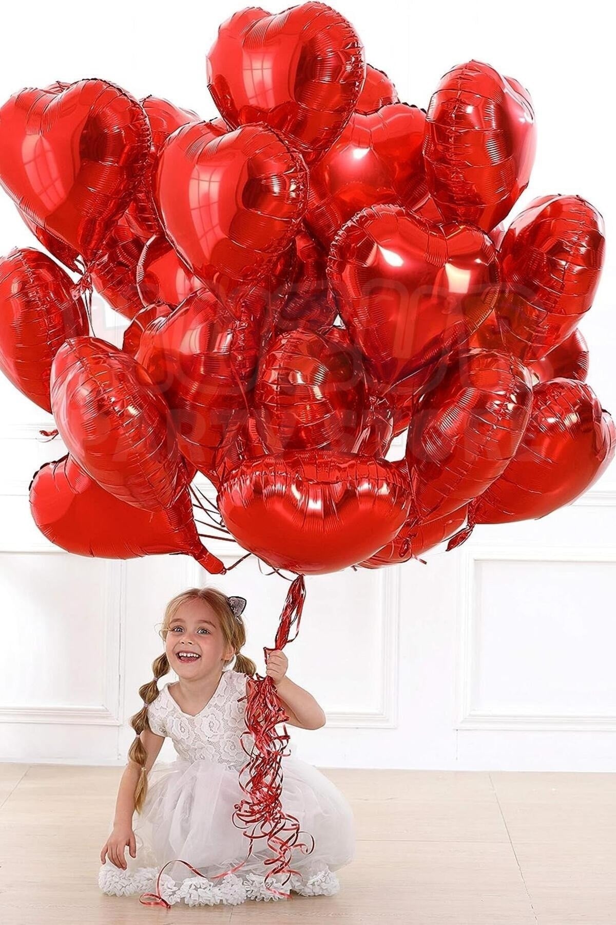 Kırmızı Renk Kalp Folyo Balon 45 Cm 18 inç Parlak Helyuma Uyumlu Konsept Parti Doğum Günü Balonu