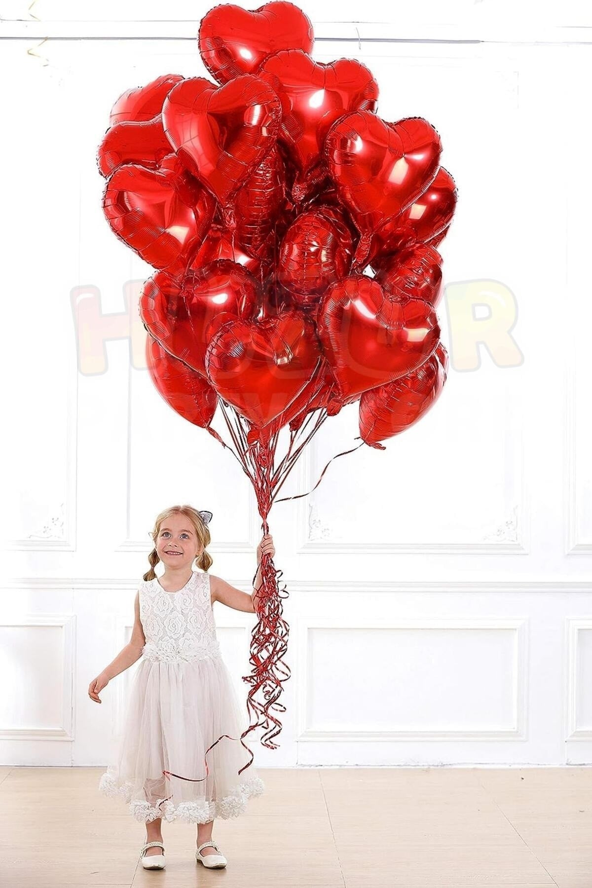 Kırmızı Renk Kalp Folyo Balon 45 Cm 18 inç Parlak Helyuma Uyumlu Konsept Parti Doğum Günü Balonu