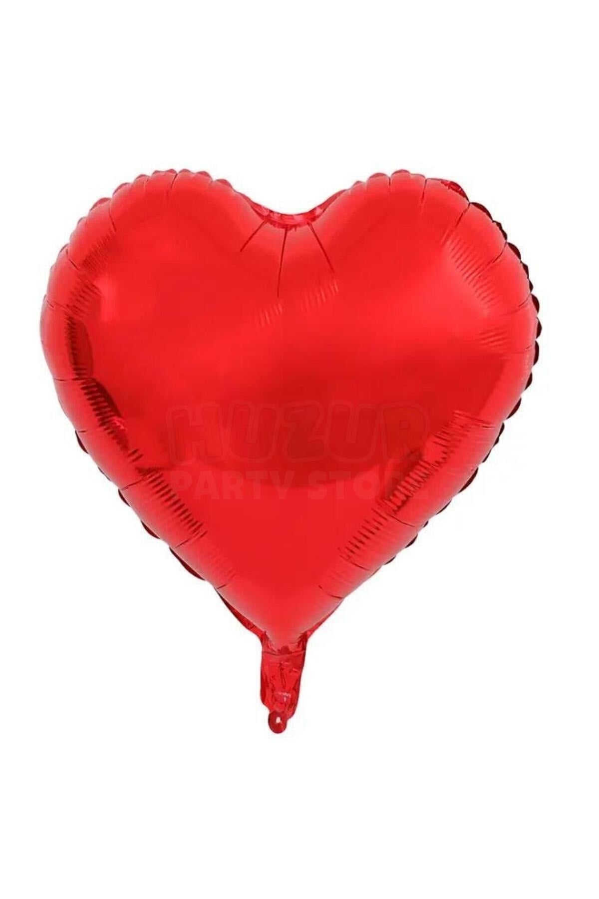 Kırmızı Renk Kalp Folyo Balon 45 Cm 18 inç Parlak Helyuma Uyumlu Konsept Parti Doğum Günü Balonu