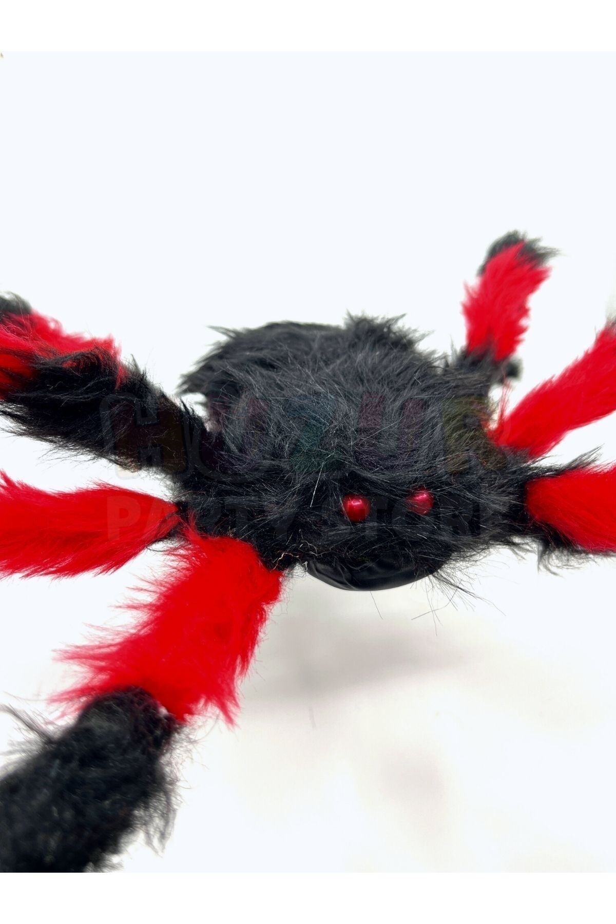 Kırmızı Siyah Renk Kırmızı Gözlü Örümcek Halloween Partisi Cadılar Bayramı 70 Cm Tüylü Gerçekçi