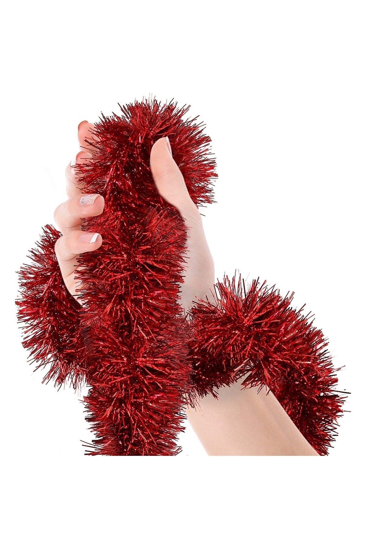 Kırmızı Yılbaşı Garland Doğum Günü Simi Çam Ağacı Süsü 7x200 Cm Boyuna Asılan Boyna Süsleme Sim