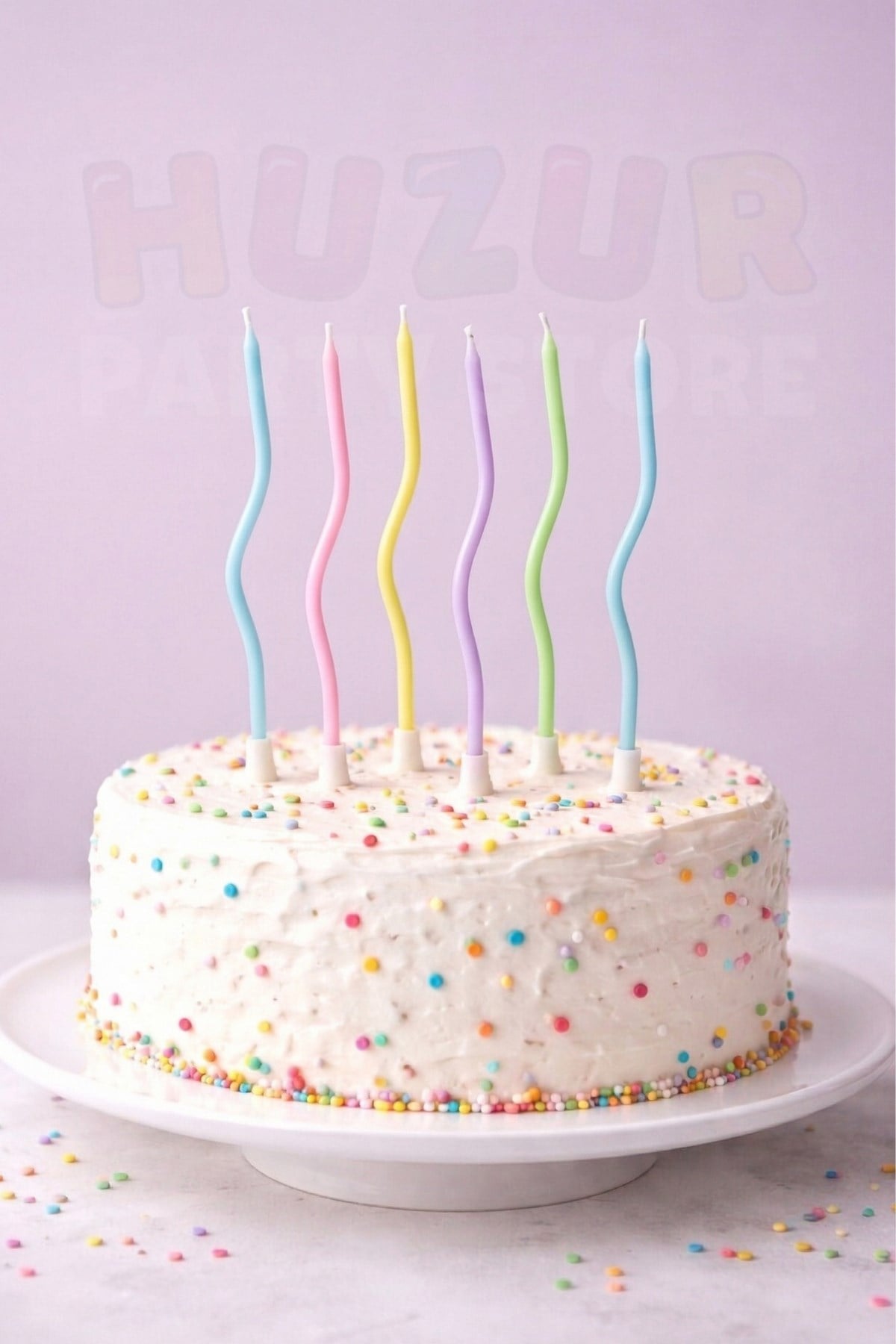 Kıvrımlı Makaron Renkli Mum 6 Adet 15 Cm Doğum Günü Pasta Mumu Dalgalı Pastel Soft Renk Parti Süsü