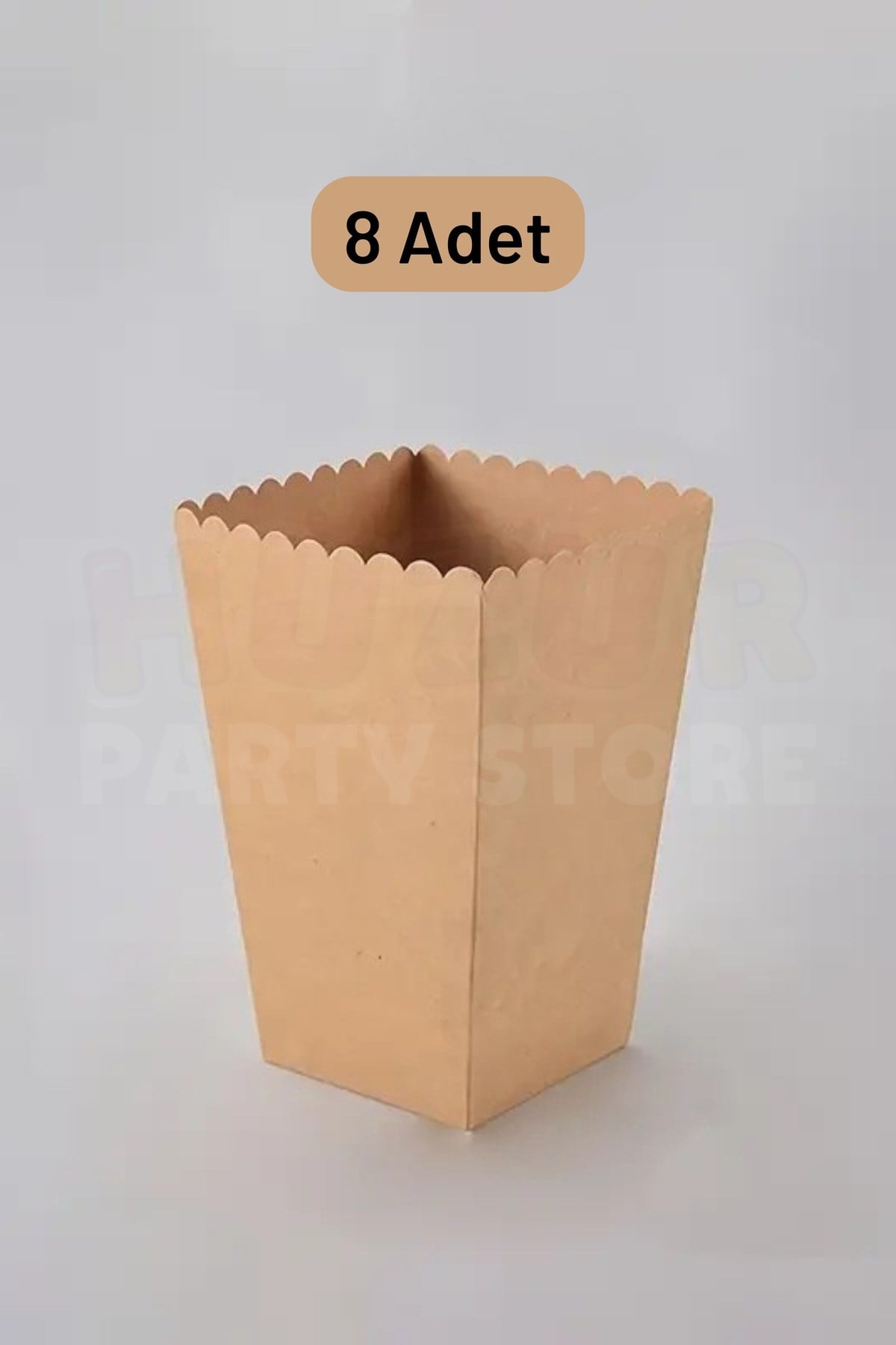 Kraft Karton Rengi Mısır Kutusu 8Li Kahverengi Karton Cips Kutusu Düz Renkli 8 Adet Pop Corn Darı