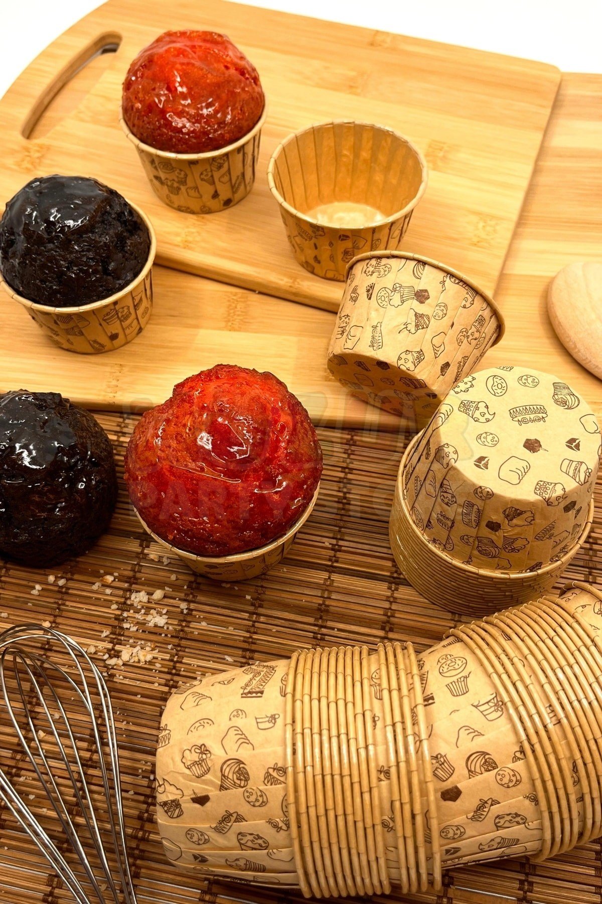 Kraft Renk Desenli 50li Kek Kalıbı Pasta Donut Baskılı Fırında Dağılmayan 6.5x4 Cm Muffin Cupcake