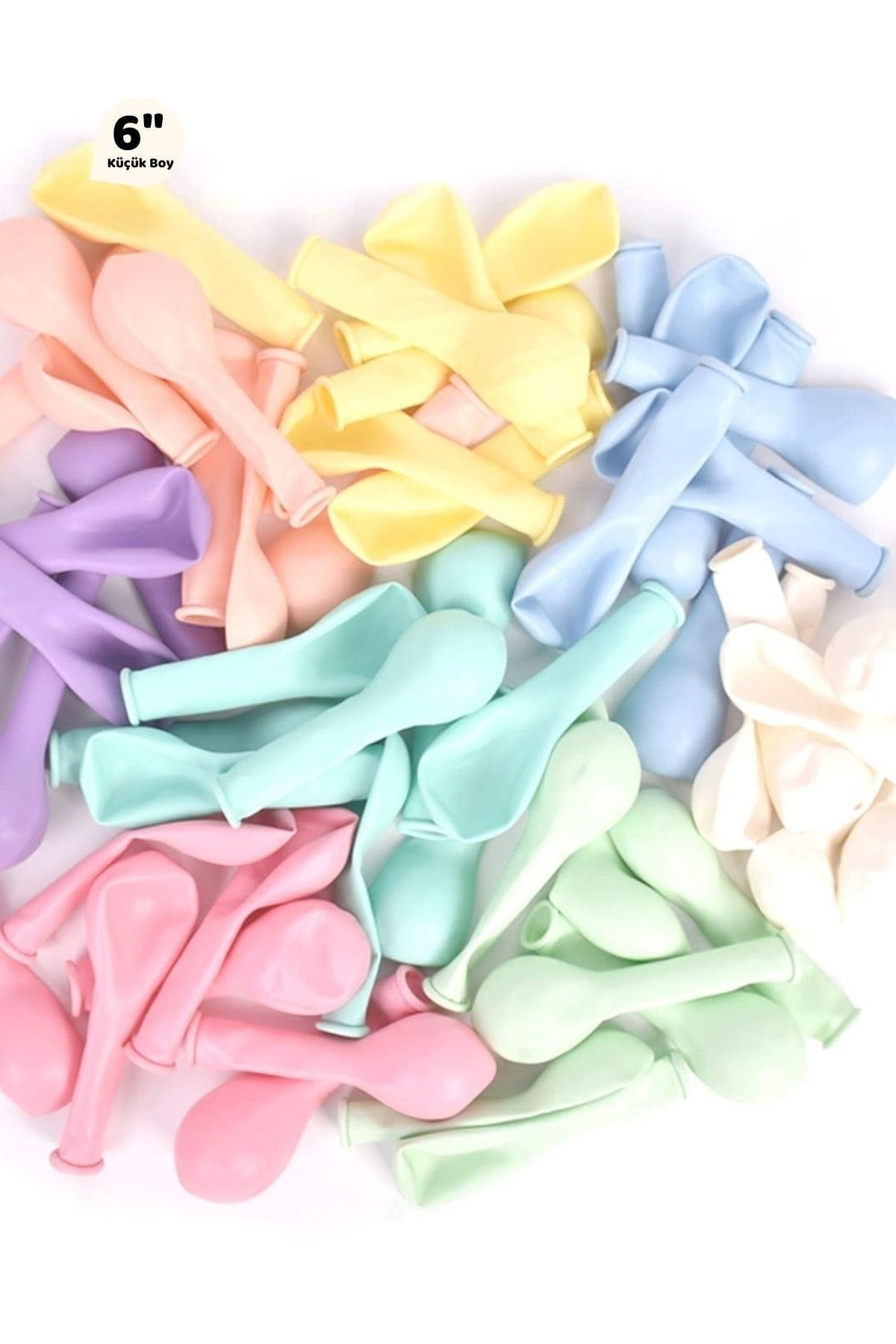 Küçük Mini Boy Karışık Renkli Makaron Balon 10 Adet 6 Inç 15 Cm Parti Balonu Soft Renk Doğum Günü