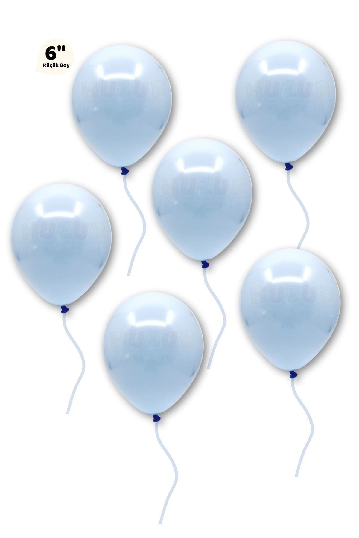 Küçük Mini Boy Mavi Renkli Makaron Balon 10 Adet 6 Inç 15 Cm Parti Balonu Soft Renk Doğum Günü Süsü
