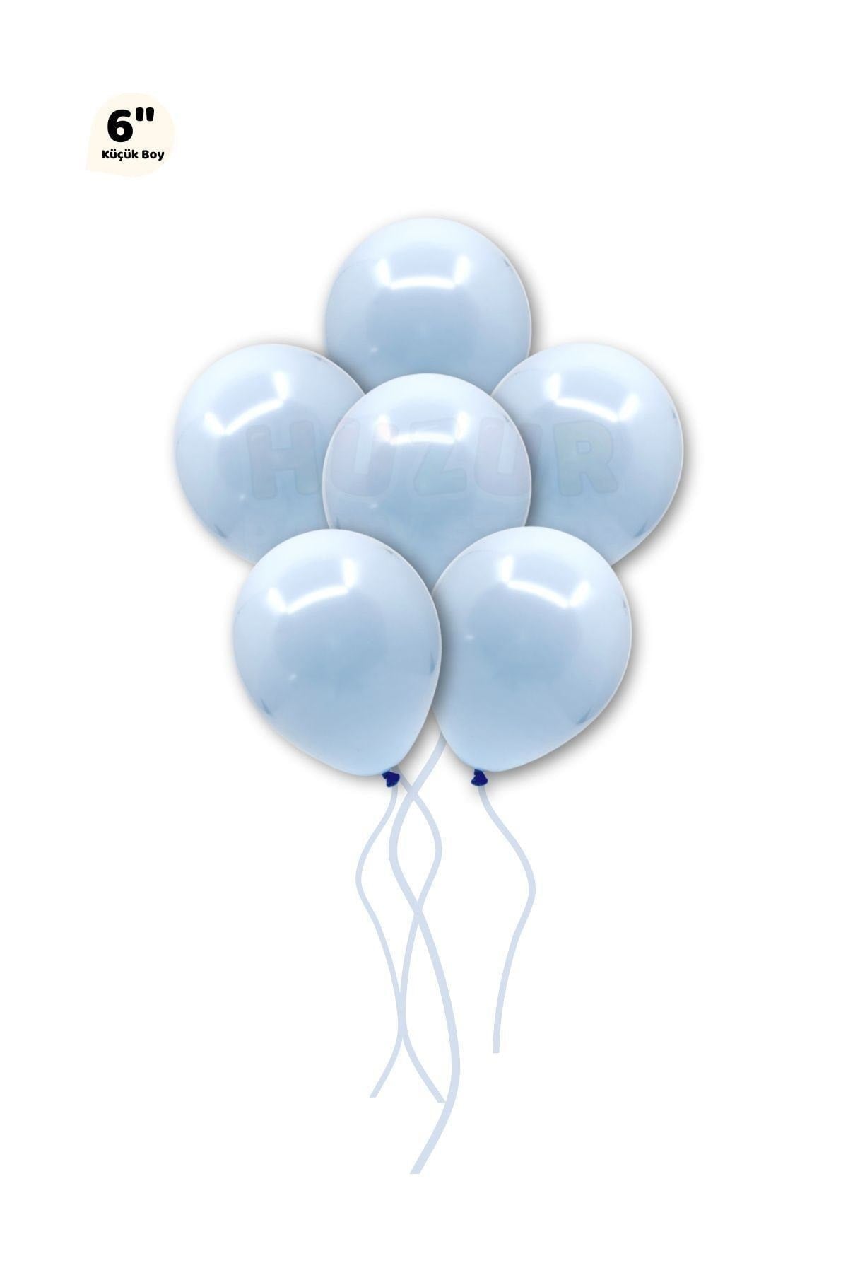 Küçük Mini Boy Mavi Renkli Makaron Balon 10 Adet 6 Inç 15 Cm Parti Balonu Soft Renk Doğum Günü Süsü