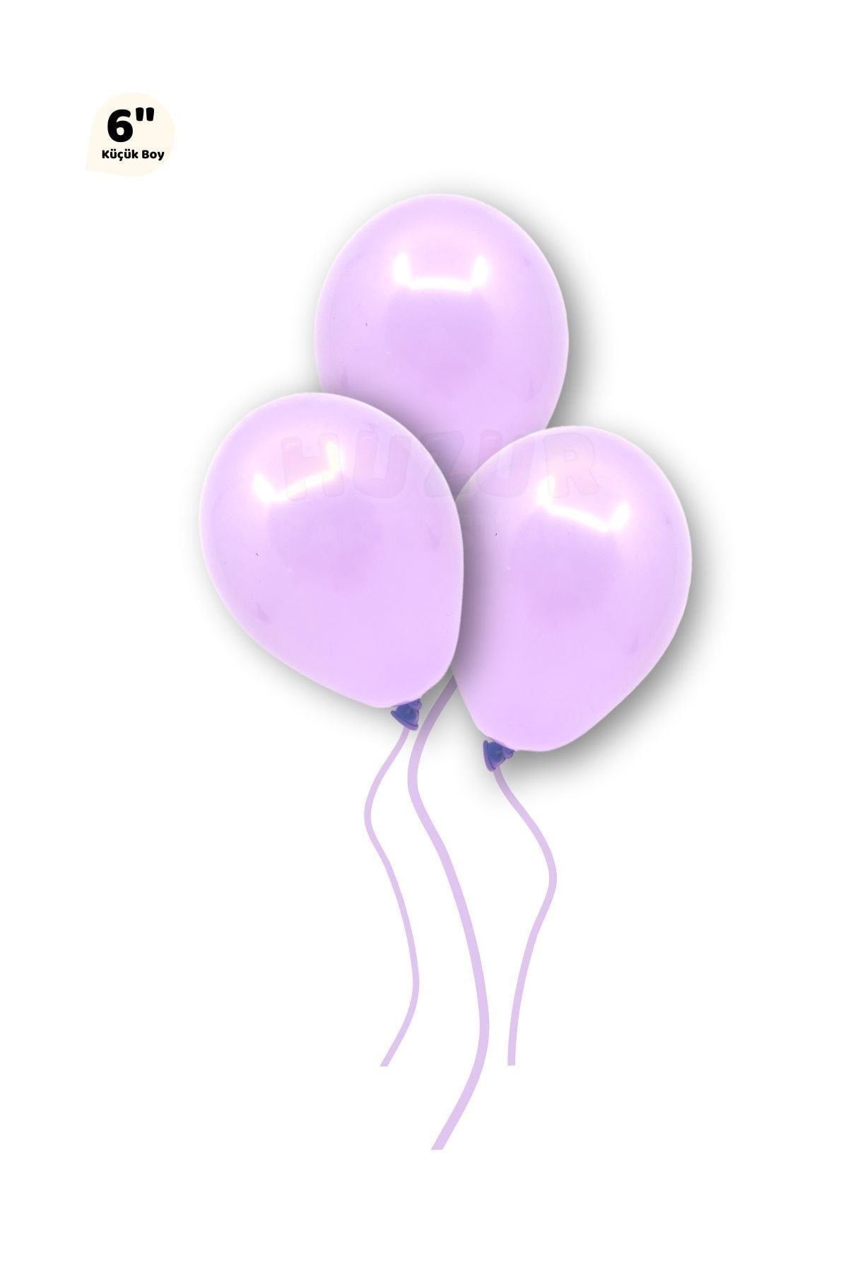 Küçük Mini Boy Mor Renkli Makaron Balon 10 Adet 6 Inç 15 Cm Parti Balonu Soft Renk Doğum Günü Süsü