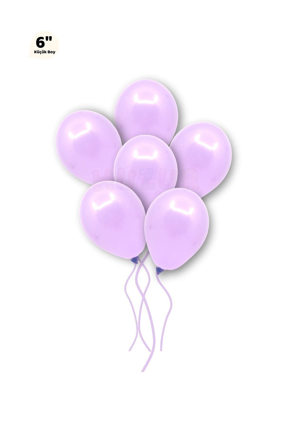 Küçük Mini Boy Mor Renkli Makaron Balon 10 Adet 6 Inç 15 Cm Parti Balonu Soft Renk Doğum Günü Süsü
