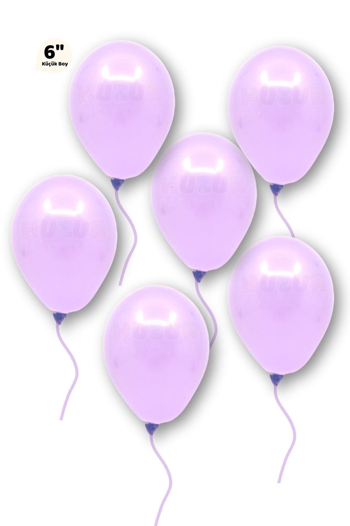 Küçük Mini Boy Mor Renkli Makaron Balon 10 Adet 6 Inç 15 Cm Parti Balonu Soft Renk Doğum Günü Süsü