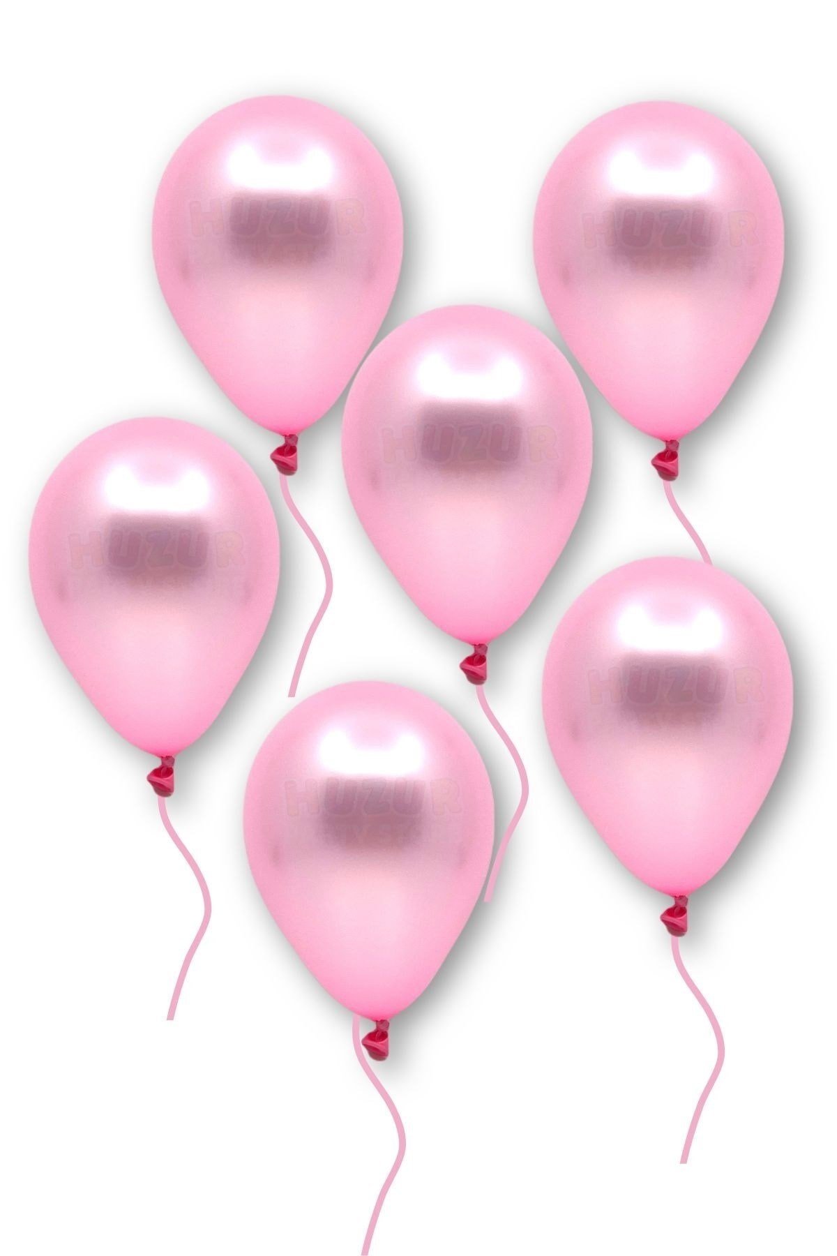 Küçük Mini Boy Pembe Renkli Metalik Balon 10 Adet 6 Inç 15 Cm Doğum Günü Cinsiyet Temalı Balonu