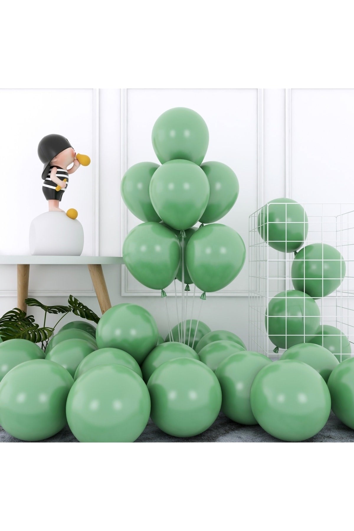 Küf Yeşili Balon 50 Adet 30 Cm Pastel Koyu Yeşil Parti Balonu Doğum Günü Partisi Konsept Temalı Süs