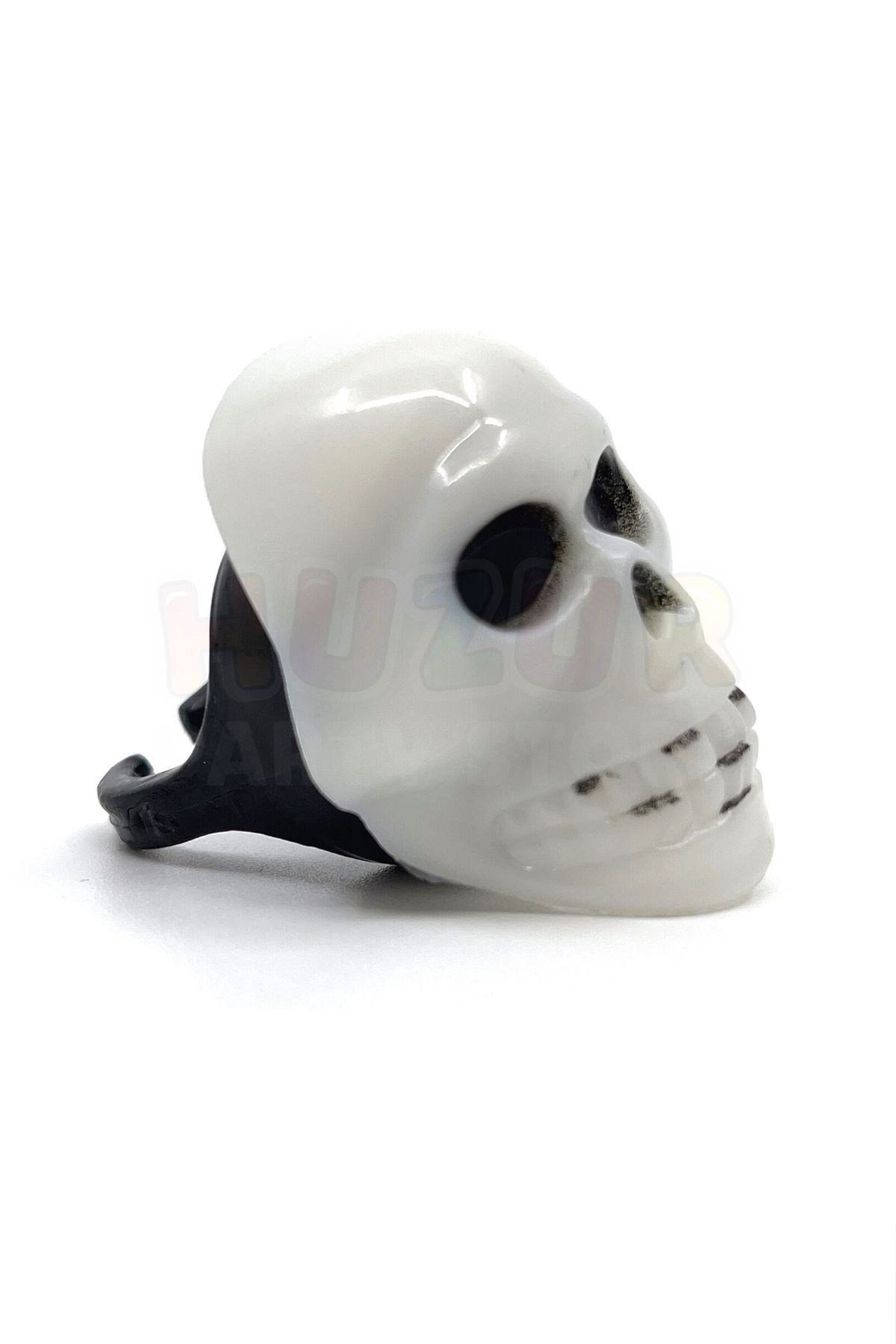 Kuru Kafa Yüzük Halloween Partisi Cadılar Bayramı Aksesuarı 3 Fonksiyonlu Rengarenk Işıklı 3x3.5 Cm