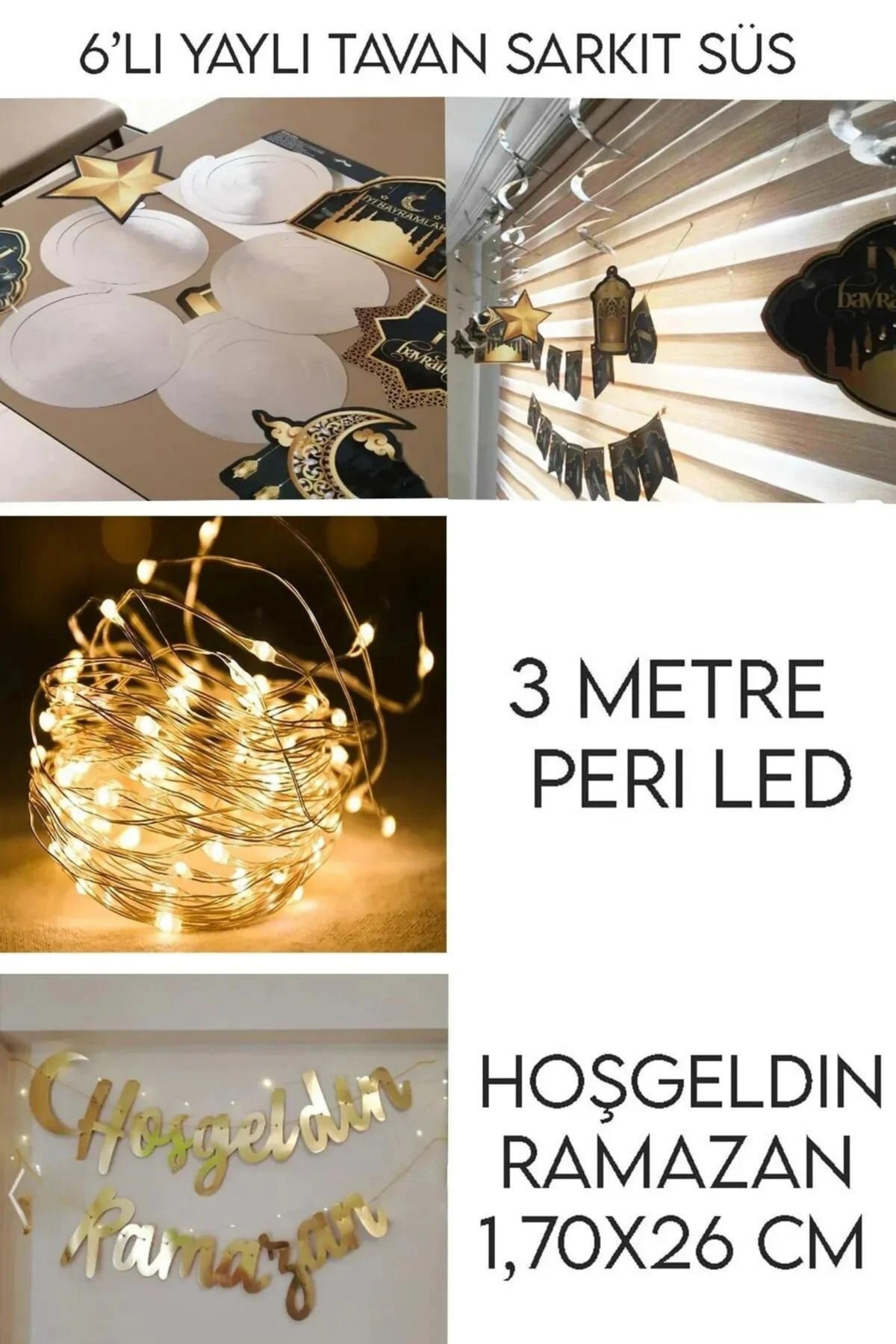 Led Işıklı Hoşgeldin Ramazan Yazısı Ramazan Bayramı Tavan Süsü 11 Ayın Sultanı Dini Süsleme Süs Seti