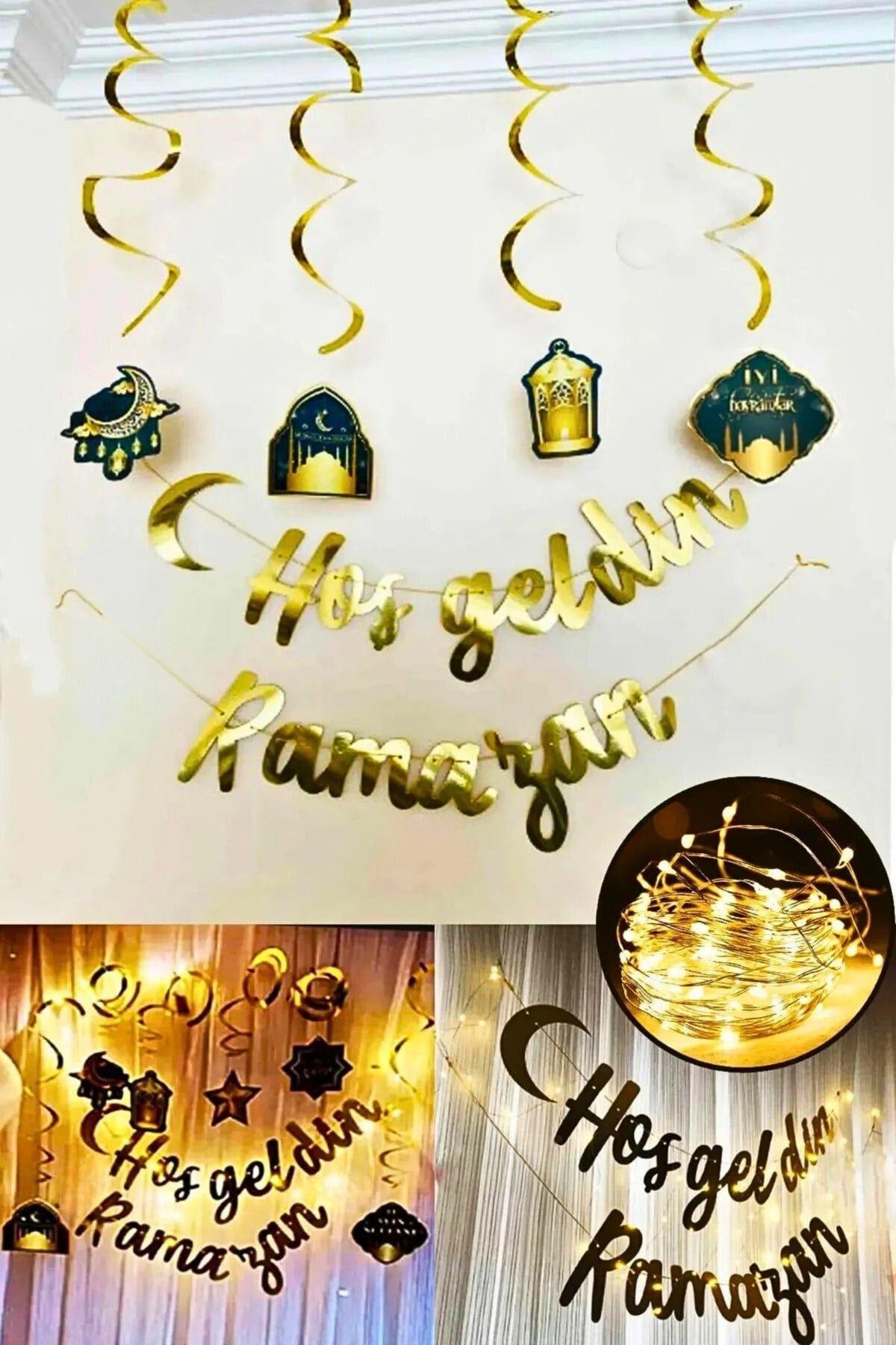 Led Işıklı Hoşgeldin Ramazan Yazısı Ramazan Bayramı Tavan Süsü 11 Ayın Sultanı Dini Süsleme Süs Seti