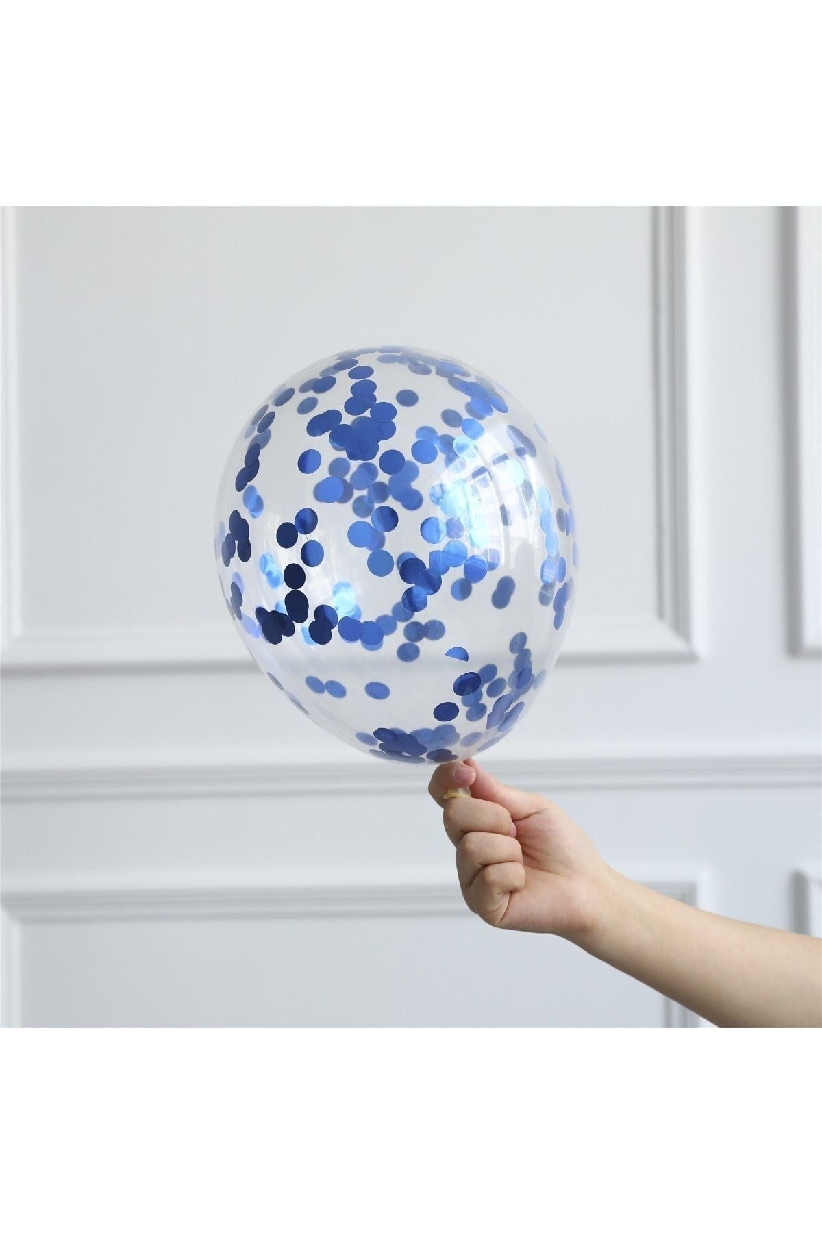 Mavi Konfetili Şeffaf Balon 10 Adet 30 Cm Içi Gözüken Pullu Balon Balon Pulu Renksiz Balon Parti