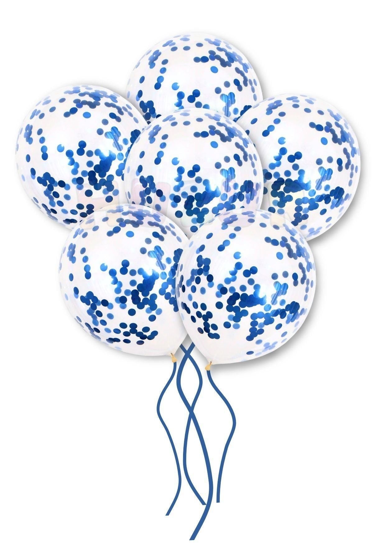 Mavi Konfetili Şeffaf Ve Lacivert Metalik Balon Seti 20 Adet 30 Cm Içi Gözüken Pullu Balon Pulu