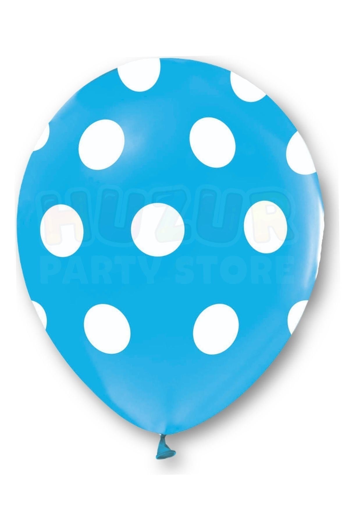 Mavi Puantiyeli Balon 10 Adet 30 Cm Doğum Günü Parti Balonu Beyaz Noktacık Detaylı Kaliteli Süs