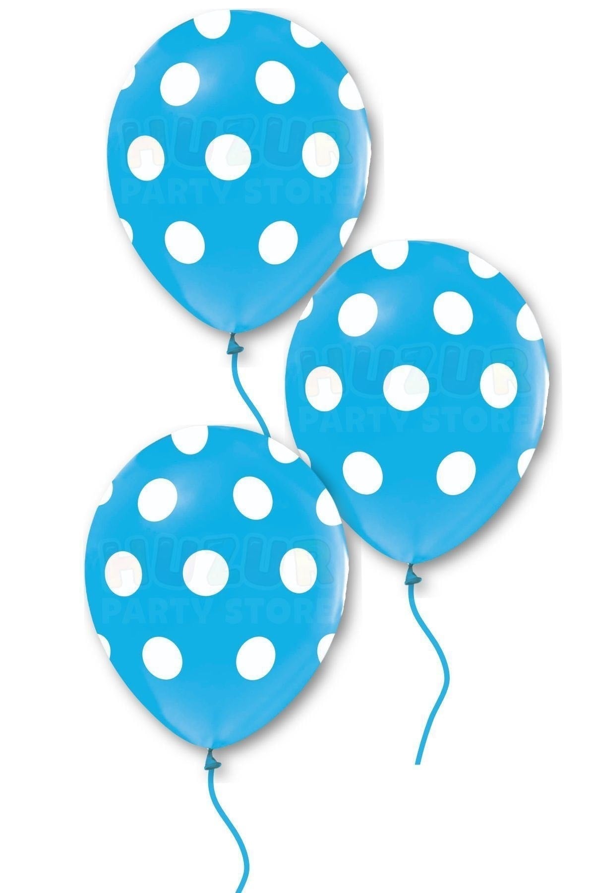 Mavi Puantiyeli Balon 10 Adet 30 Cm Doğum Günü Parti Balonu Beyaz Noktacık Detaylı Kaliteli Süs