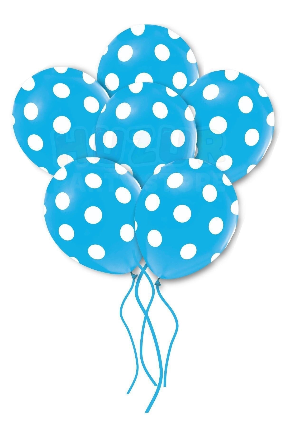 Mavi Puantiyeli Balon 10 Adet 30 Cm Doğum Günü Parti Balonu Beyaz Noktacık Detaylı Kaliteli Süs