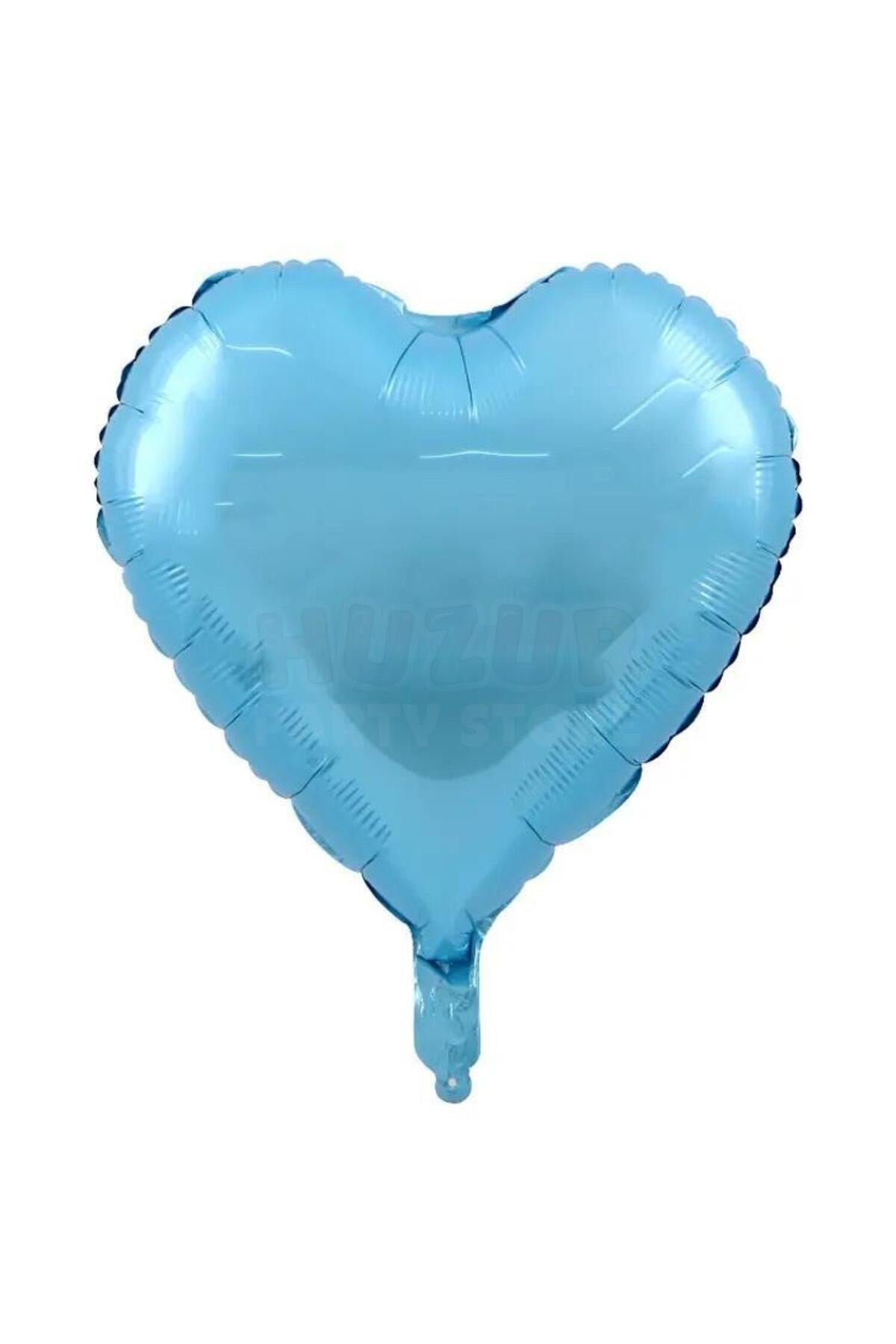 Mavi Renk Kalp Folyo Balon 45 Cm 18 inç Parlak Helyuma Uyumlu Konsept Parti Doğum Günü Balonu