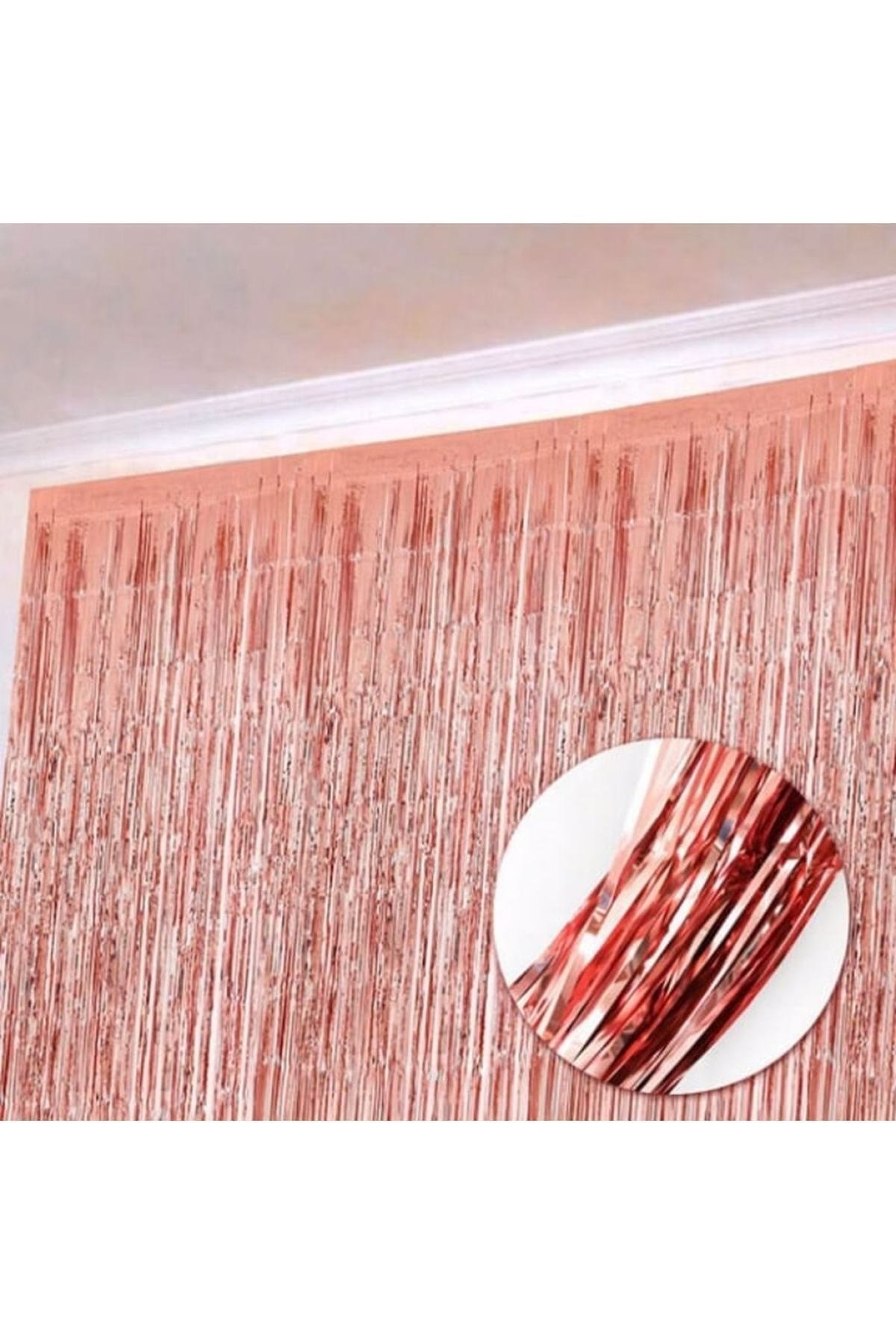 Metalik Kendinden Yapışkanlı Folyo Rose Gold Arka Fon Perde Süsü Kapı Perdesi Duvar Perdesi