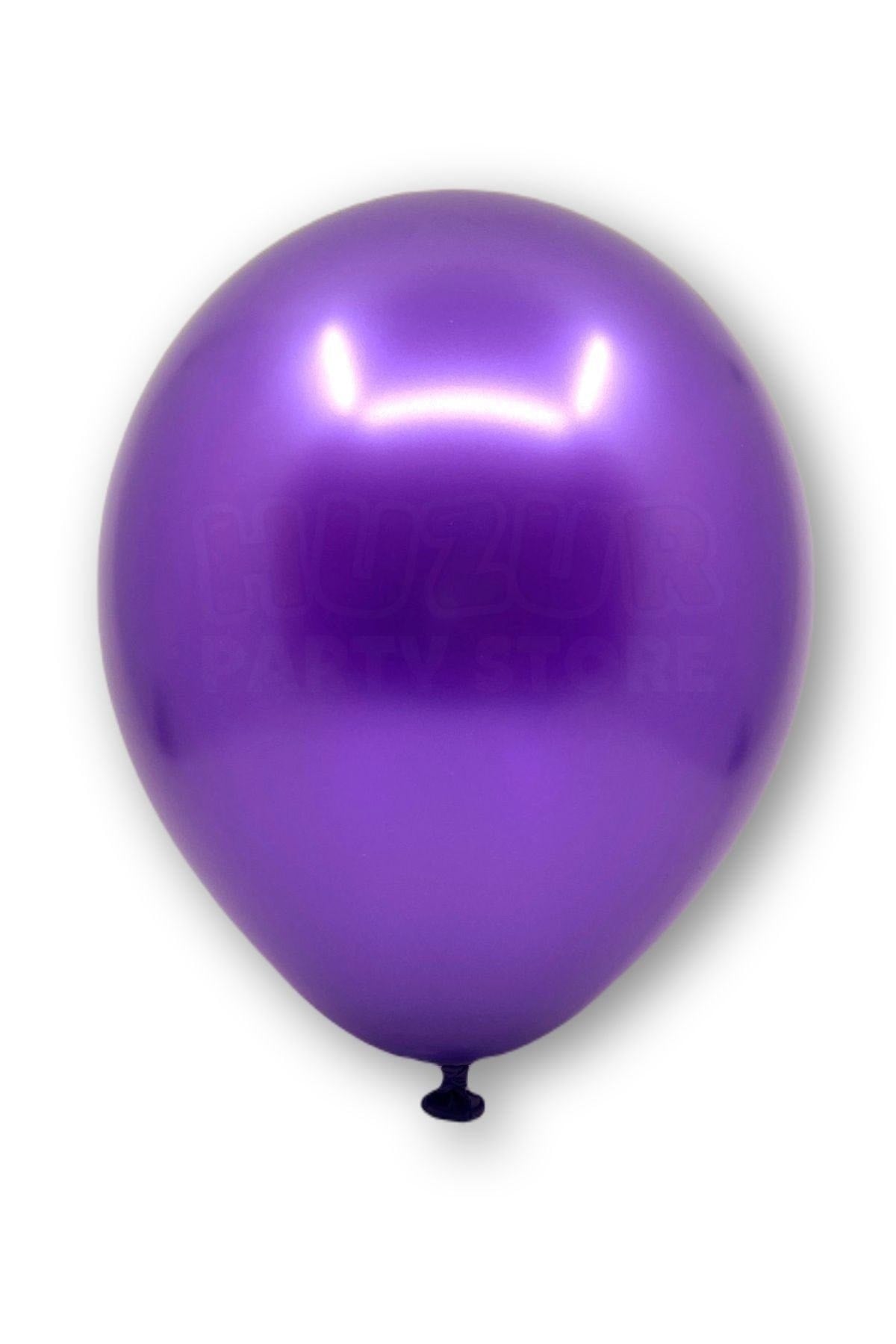 Mor Renkli Metalik Balon 10 Adet 30 Cm Lateks Violet Renginde Doğum Günü Partisi Temalı Süs Balonu
