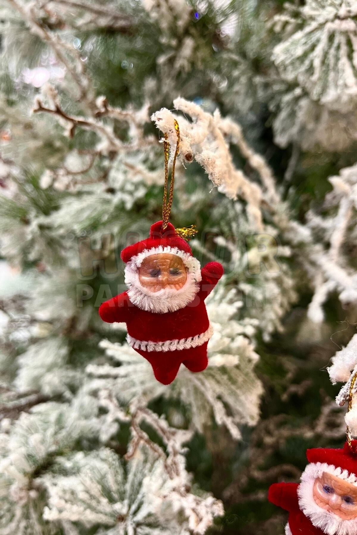 Noel Baba Yılbaşı Çam Ağacı Süsü 3lü 5 Cm Kırmızı Renk Kıyafetli Beyaz Sakallı Yeni Yıl Süsü