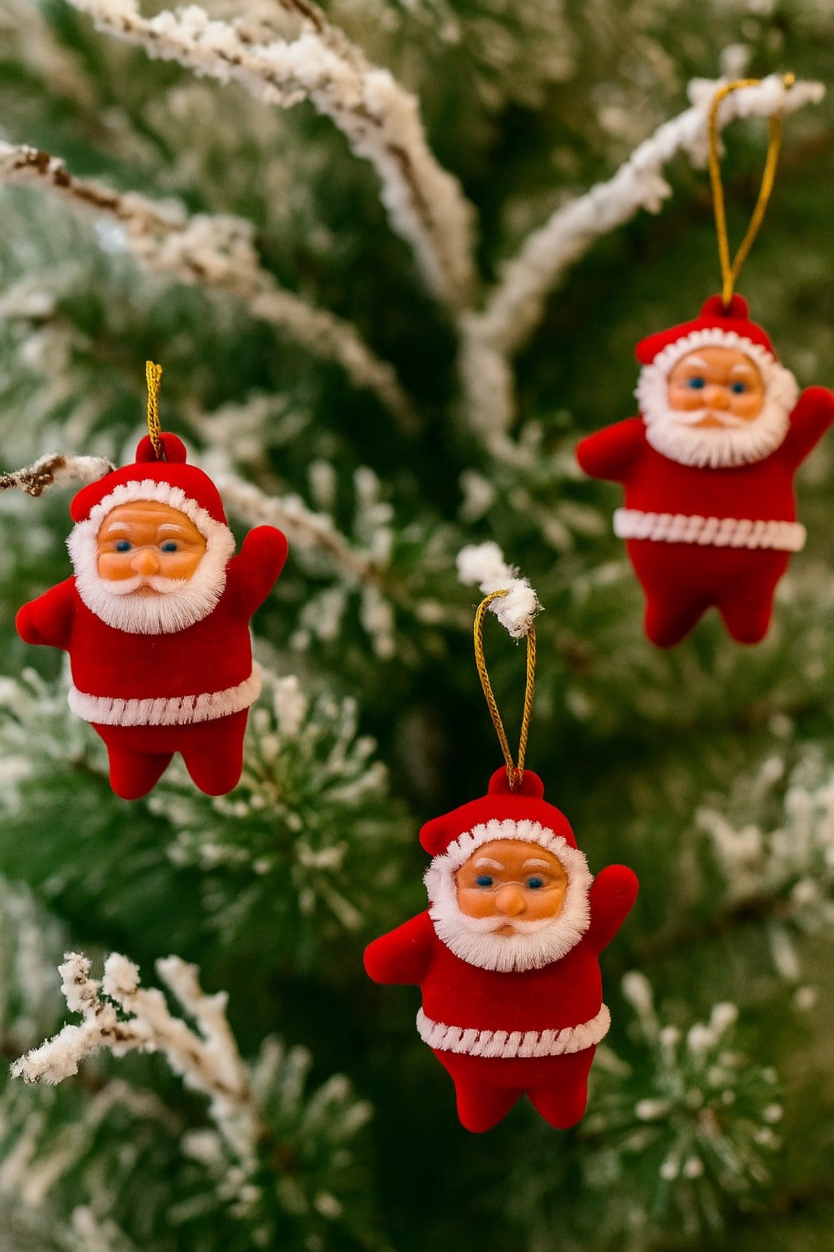 Noel Baba Yılbaşı Çam Ağacı Süsü 3lü 5 Cm Kırmızı Renk Kıyafetli Beyaz Sakallı Yeni Yıl Süsü