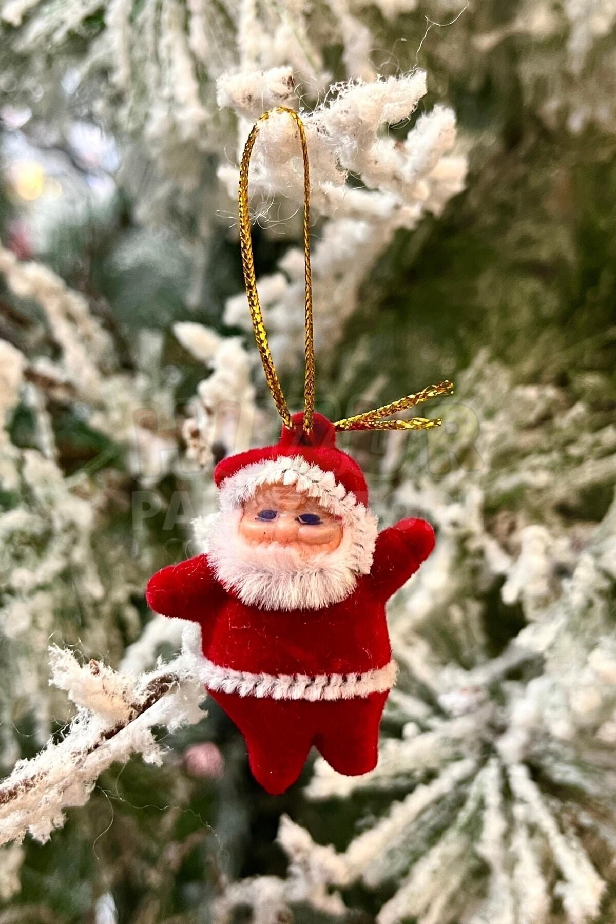 Noel Baba Yılbaşı Çam Ağacı Süsü 3lü 5 Cm Kırmızı Renk Kıyafetli Beyaz Sakallı Yeni Yıl Süsü