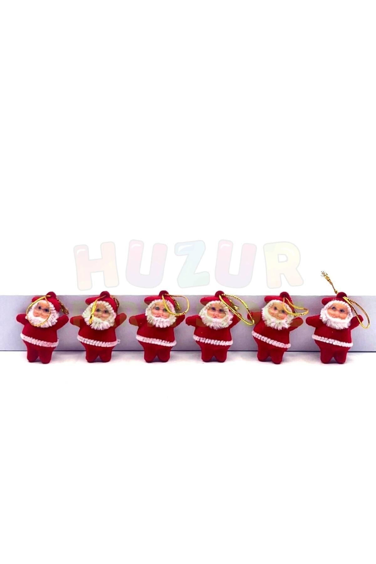 Noel Baba Yılbaşı Çam Ağacı Süsü 6lı 5 Cm Kırmızı Renk Kıyafetli Beyaz Sakallı Yeni Yıl Süsü