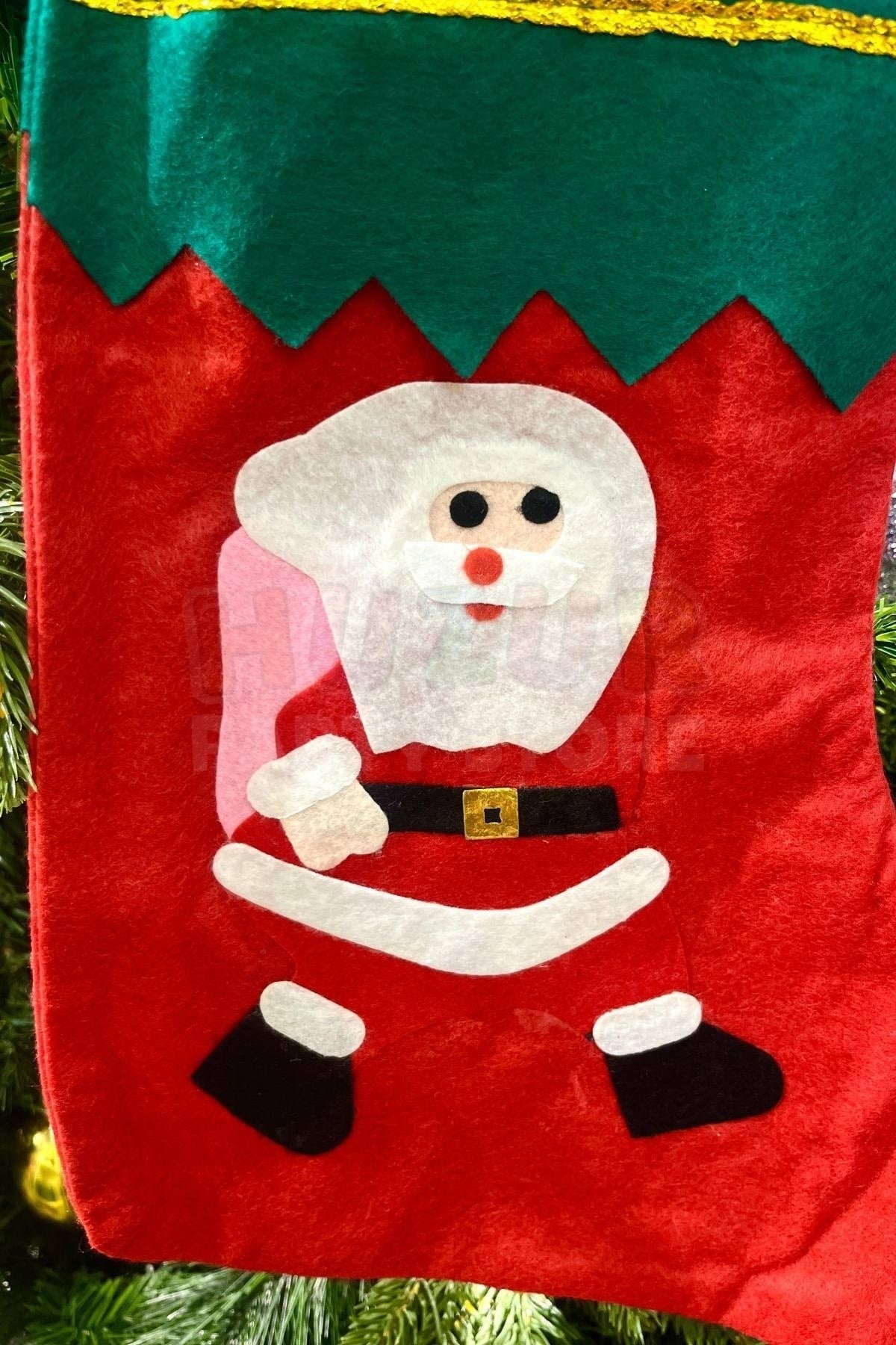 Noel Baba Yılbaşı Çorap 25x35 Cm Kırmızı Yeşil Renkli Yeni Yıl Çam Ağacı Asmalık Asılan Dekor Süs