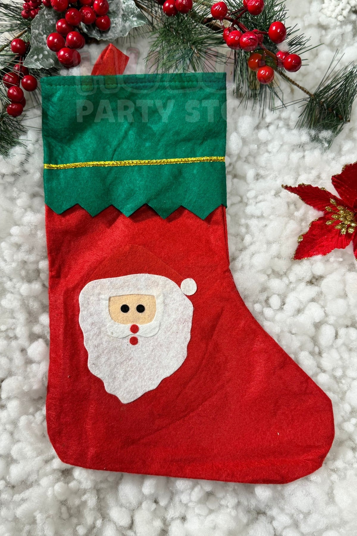 Noel Baba Yılbaşı Çorap 25x35 cm Kırmızı Yeşil Renkli Yeni Yıl Çam Ağacı Asmalık Asılan Dekor Süs
