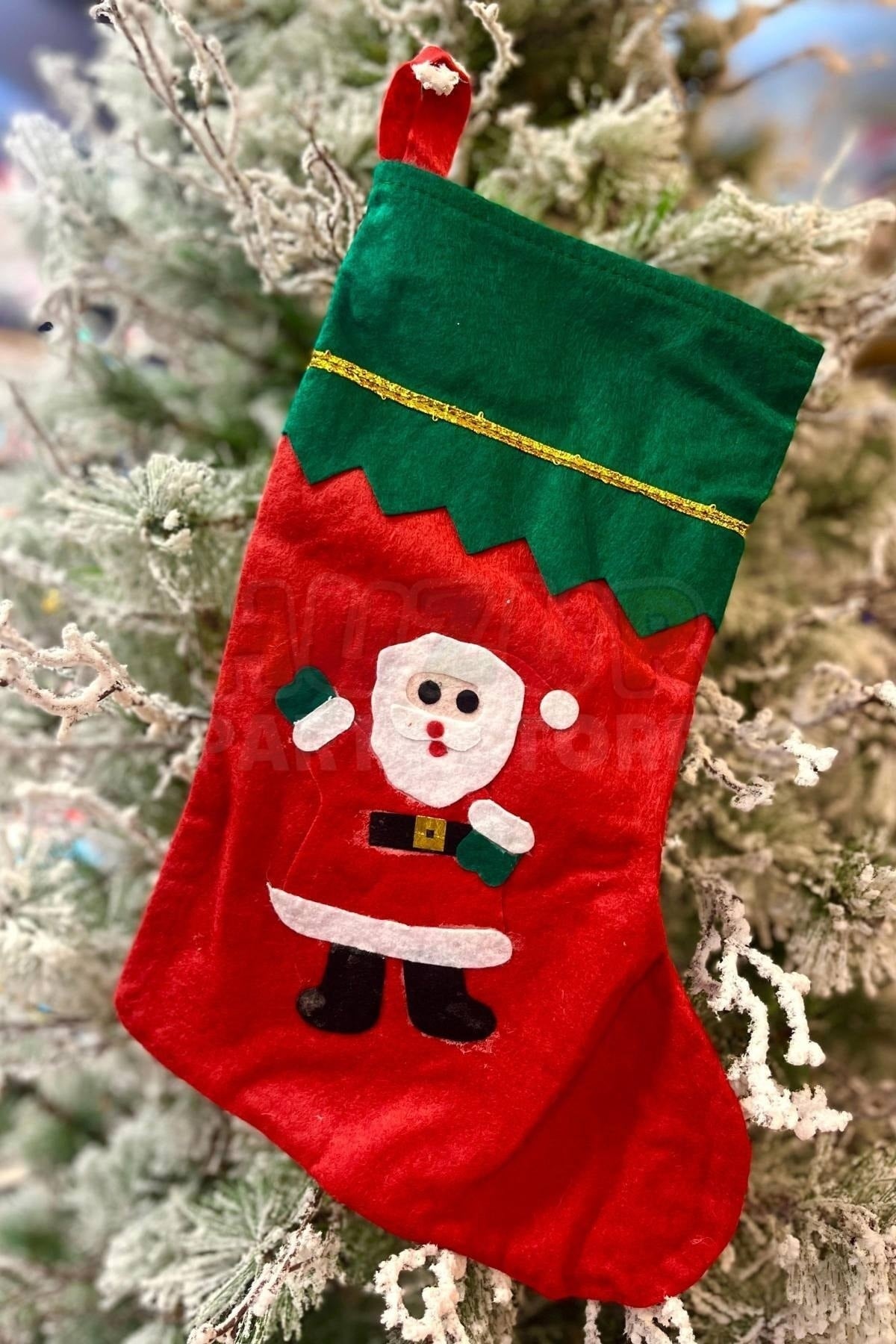 Noel Baba Yılbaşı Çorap 25x35 Cm Kırmızı Yeşil Renkli Yeni Yıl Çam Ağacı Asmalık Asılan Dekor Süs