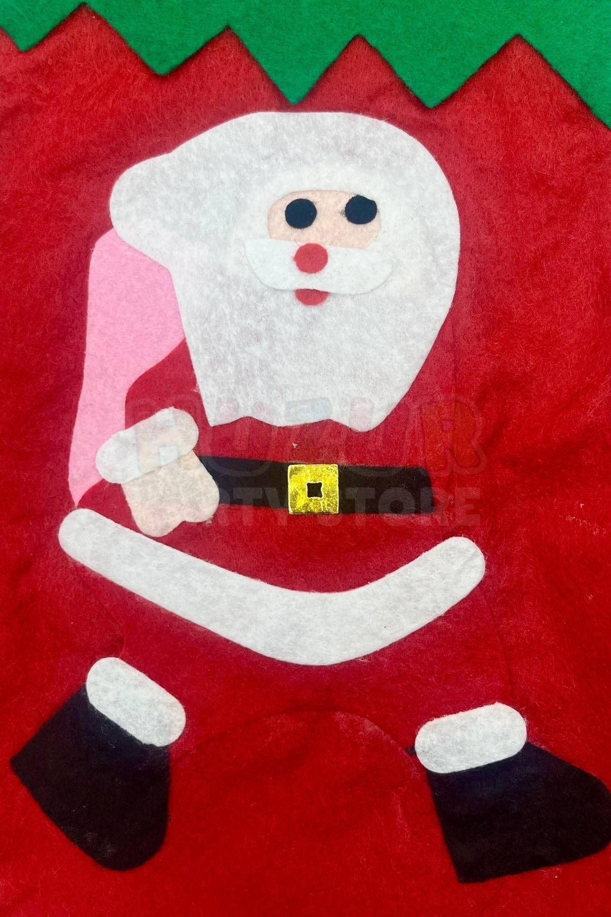 Noel Baba Yılbaşı Çorap 25x35 Cm Kırmızı Yeşil Renkli Yeni Yıl Çam Ağacı Asmalık Asılan Dekor Süs