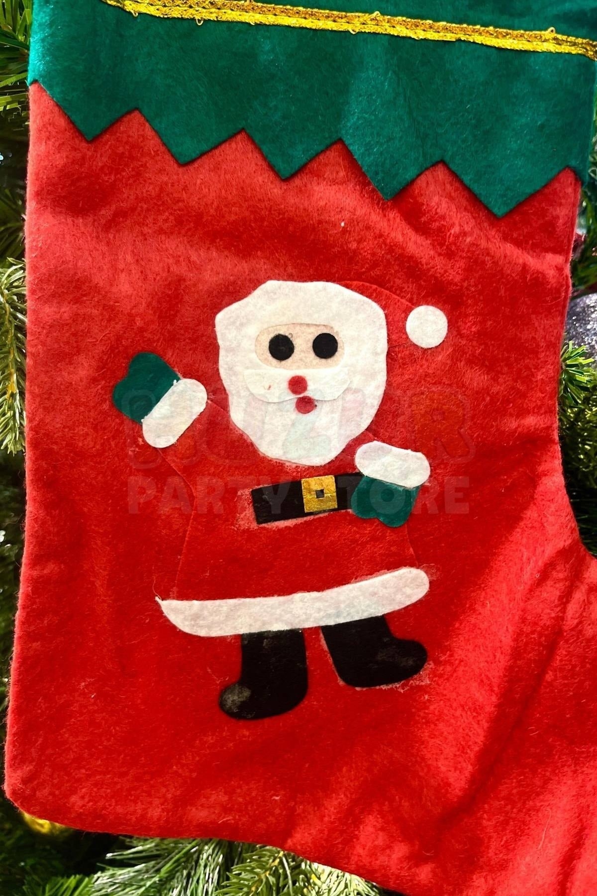 Noel Baba Yılbaşı Çorap 25x35 Cm Kırmızı Yeşil Renkli Yeni Yıl Çam Ağacı Asmalık Asılan Dekor Süs