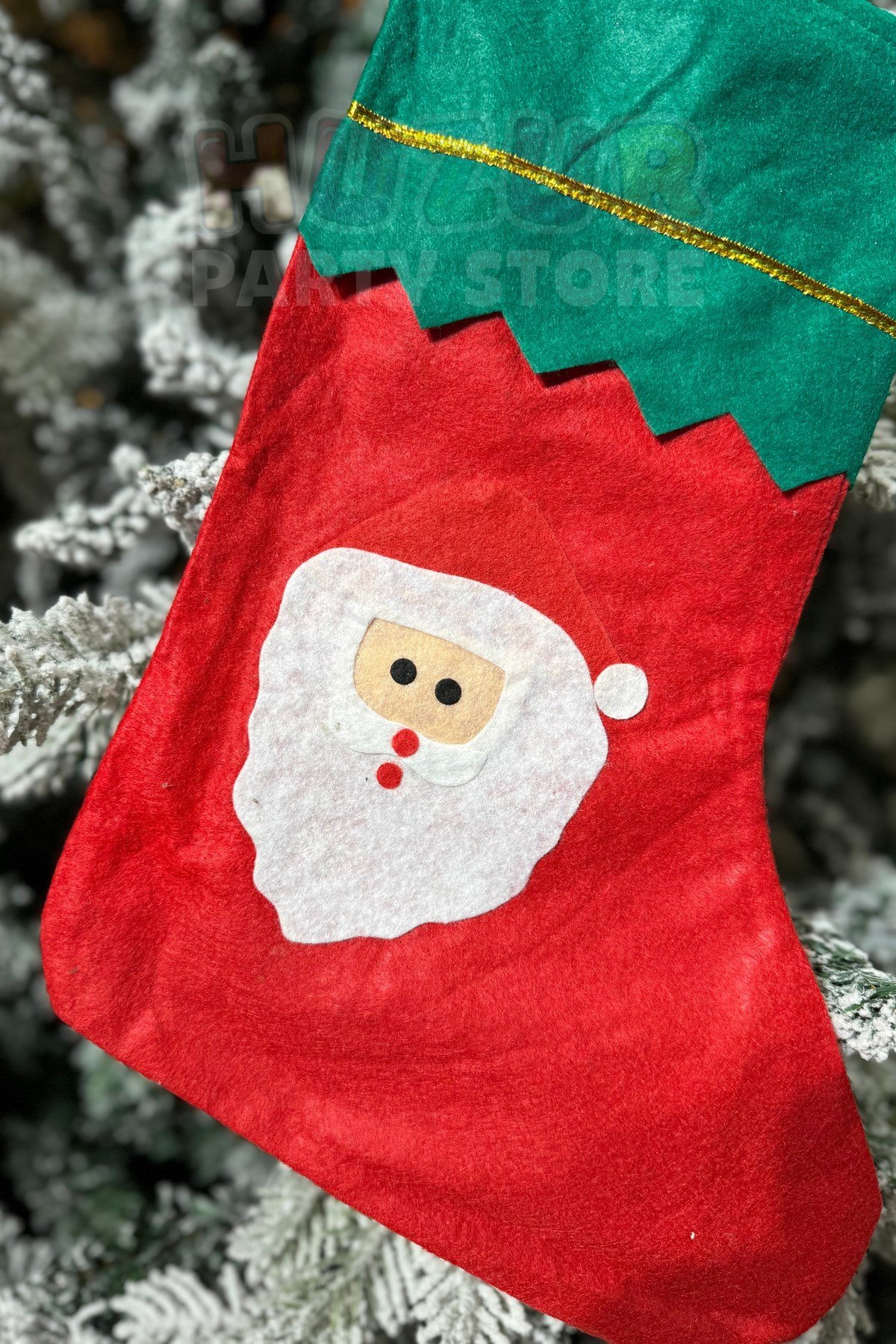 Noel Baba Yılbaşı Çorap 25x35 cm Kırmızı Yeşil Renkli Yeni Yıl Çam Ağacı Asmalık Asılan Dekor Süs