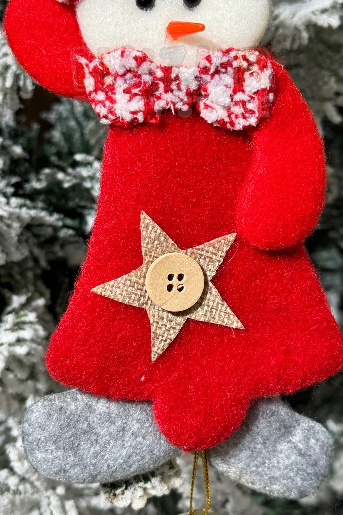 Peluş Kardan Adam Yılbaşı Ağacı Asmalık 20 Cm Süs Kırmızı Beyaz Kıyafetli Üst Kalite Ağaç Çam Süsü