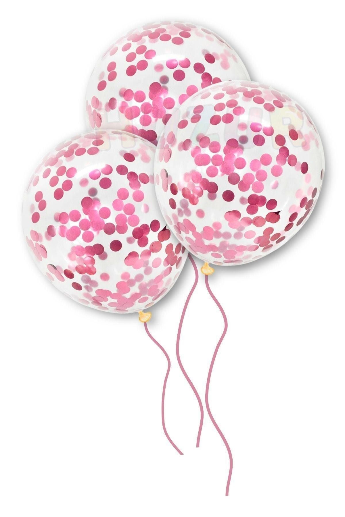 Pembe Konfetili Şeffaf Balon 10 Adet 30 Cm Içi Gözüken Pullu Balon Balon Pulu Renksiz Balon Parti